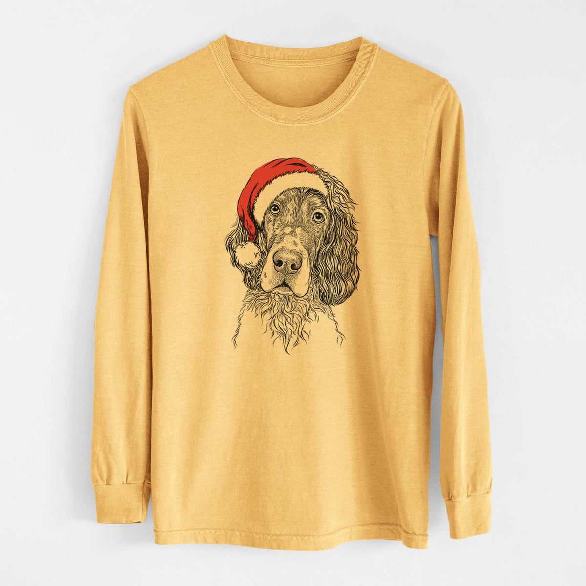 Santa Sir Rexford the Blue Belton English Setter - Heavyweight 100% Cotton Long Sleeve