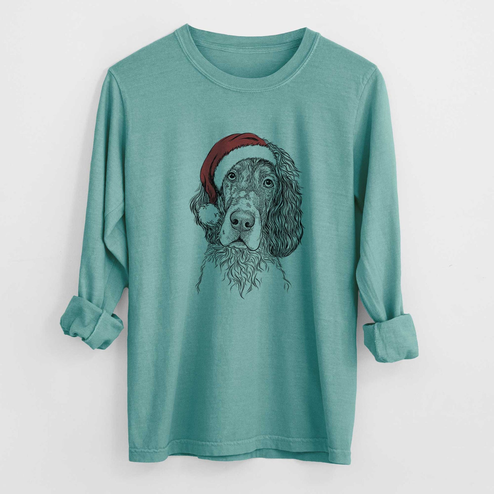 Santa Sir Rexford the Blue Belton English Setter - Heavyweight 100% Cotton Long Sleeve