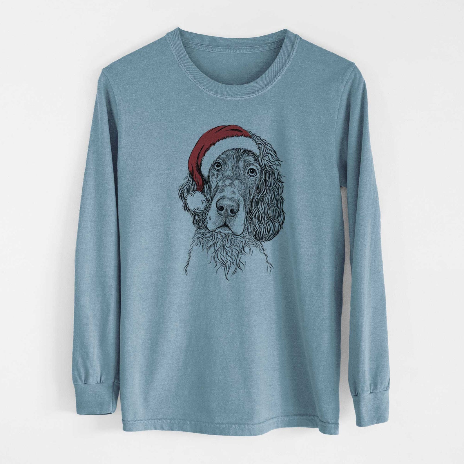 Santa Sir Rexford the Blue Belton English Setter - Heavyweight 100% Cotton Long Sleeve