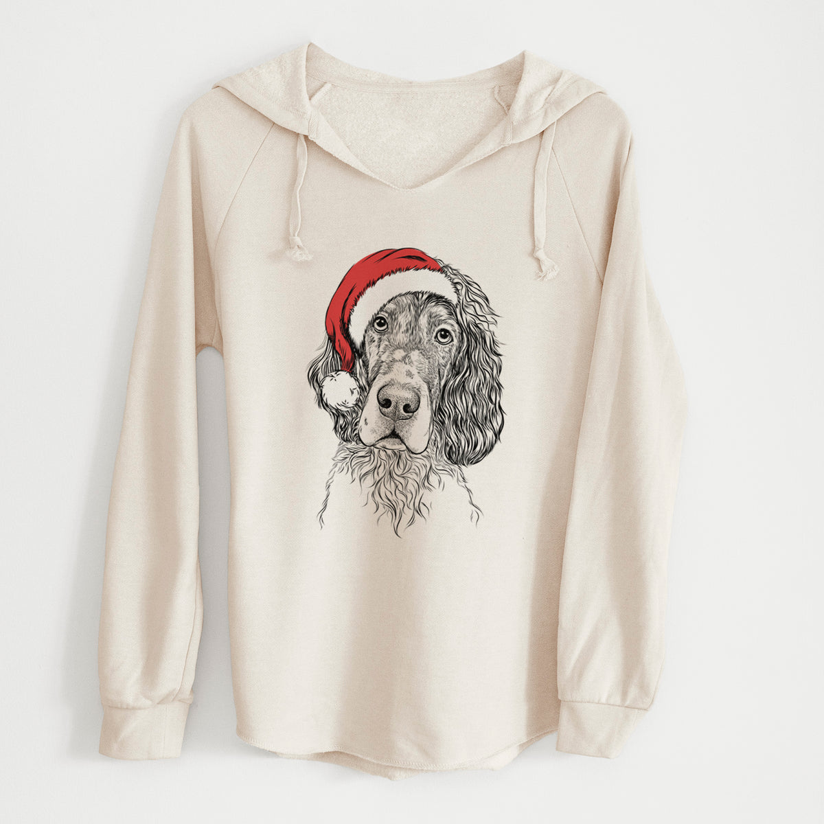 Santa Sir Rexford the Blue Belton English Setter - Cali Wave Hooded Sweatshirt