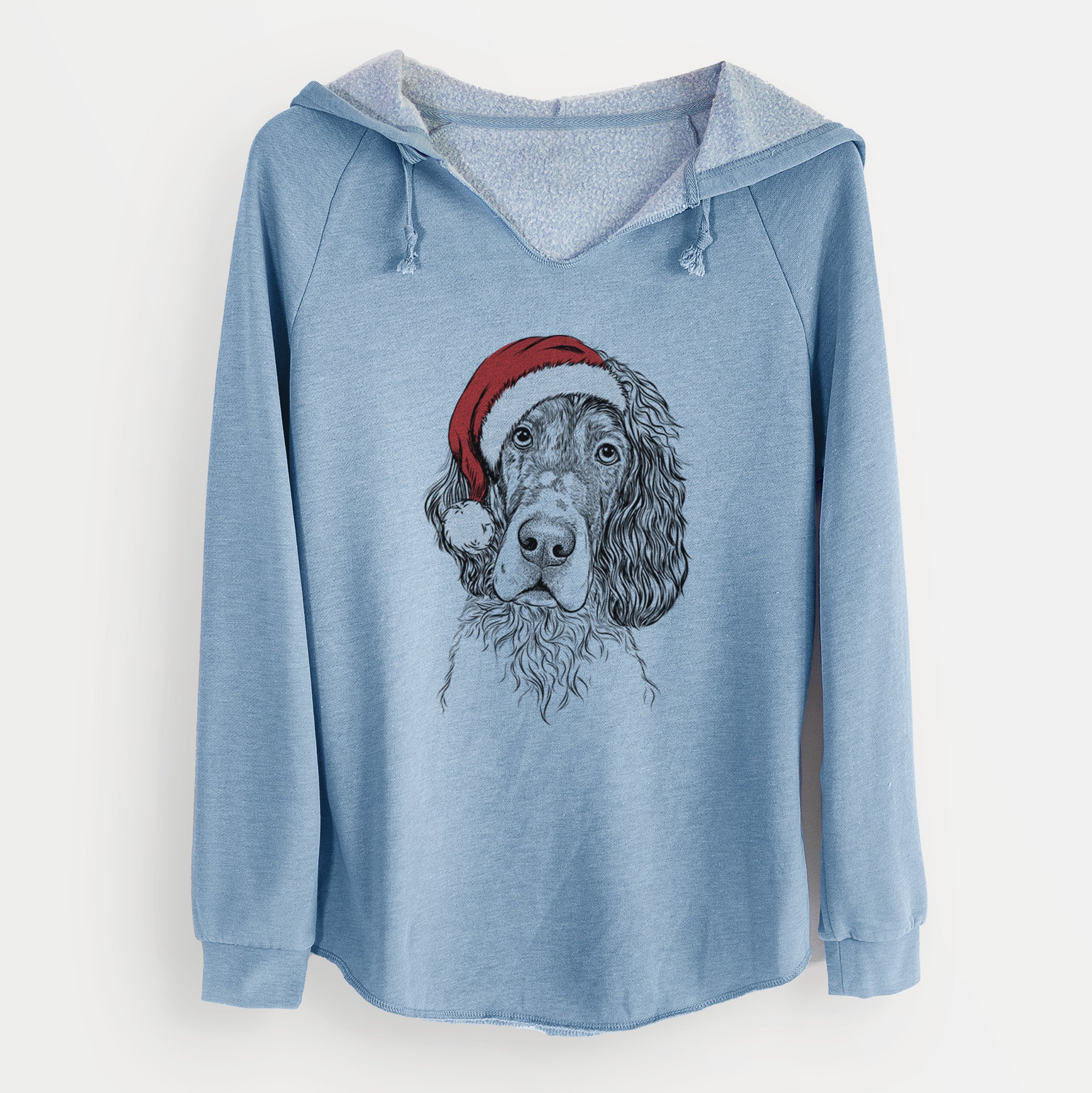 Santa Sir Rexford the Blue Belton English Setter - Cali Wave Hooded Sweatshirt