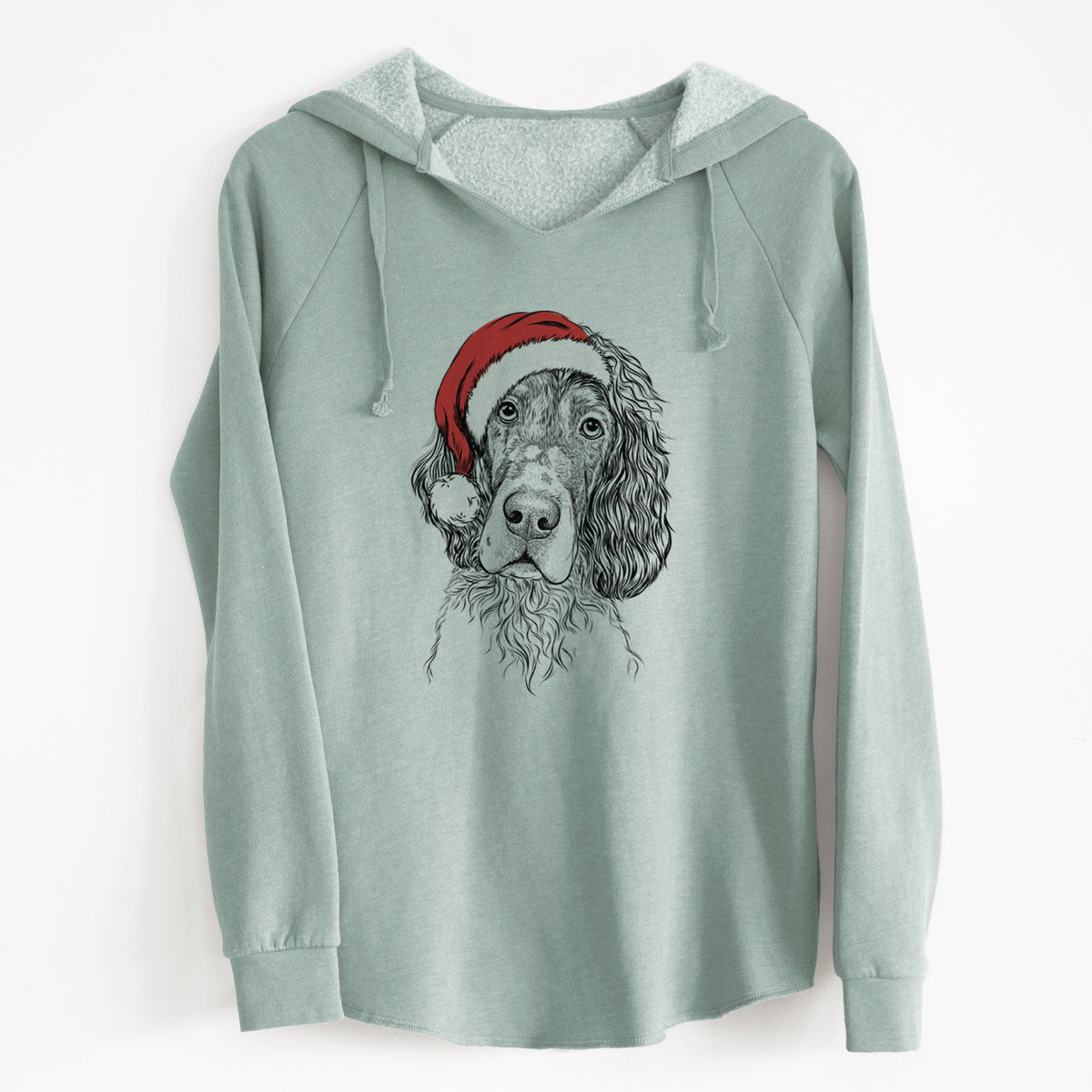 Santa Sir Rexford the Blue Belton English Setter - Cali Wave Hooded Sweatshirt