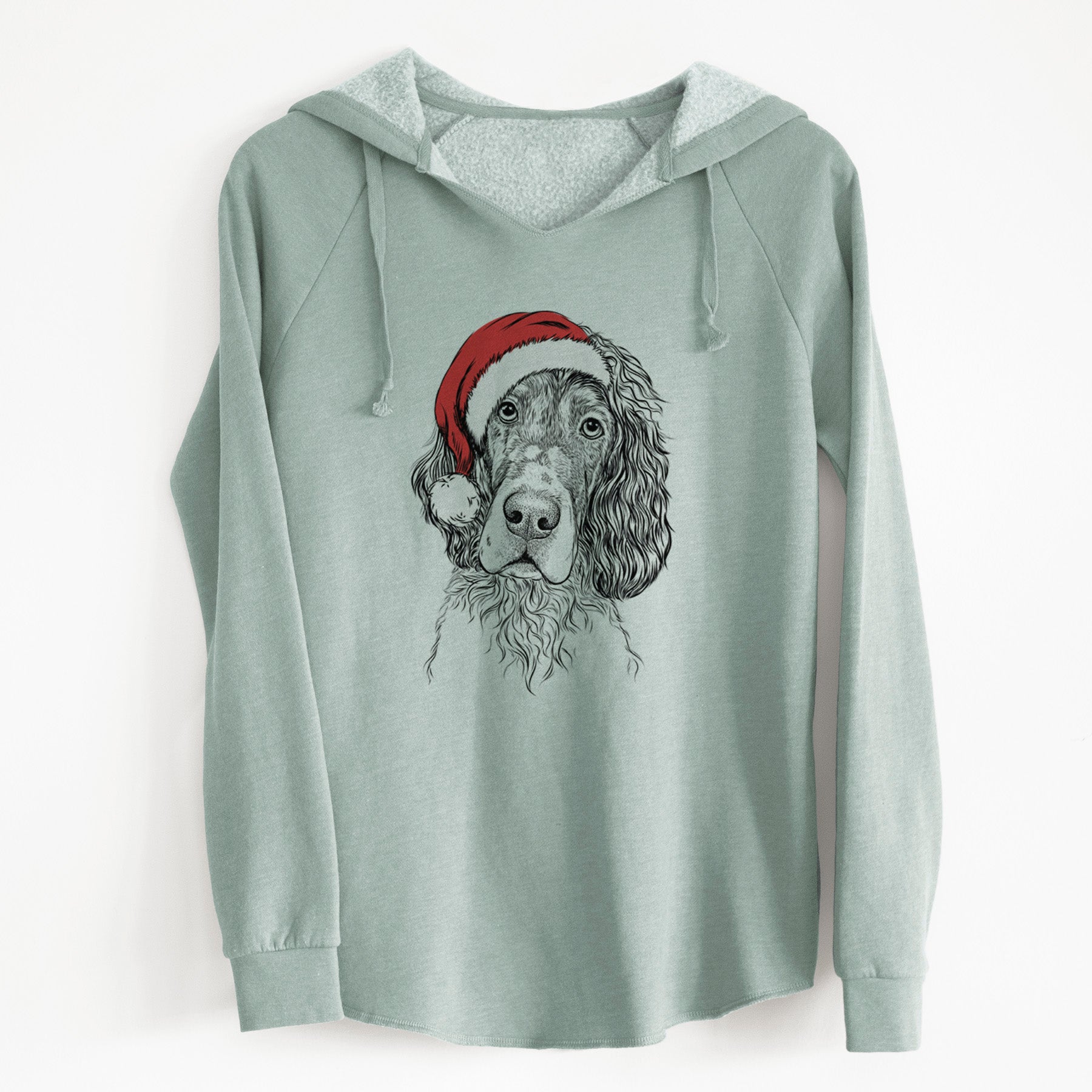 Santa Sir Rexford the Blue Belton English Setter - Cali Wave Hooded Sweatshirt