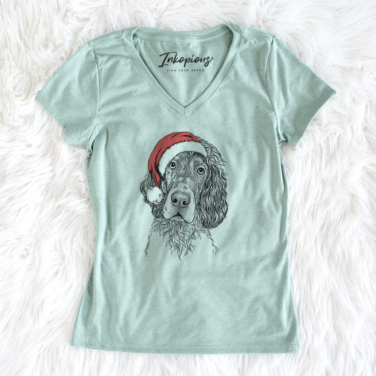 Santa Sir Rexford the Blue Belton English Setter - Women's V-neck Shirt