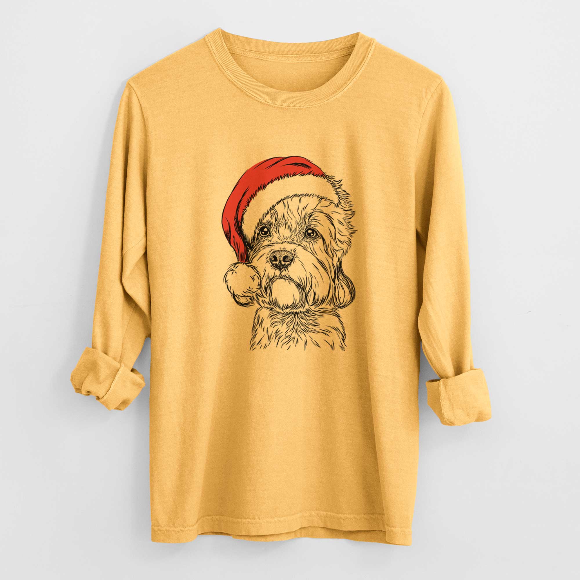 Santa Sir Walter the Dandie Dinmont Terrier - Heavyweight 100% Cotton Long Sleeve