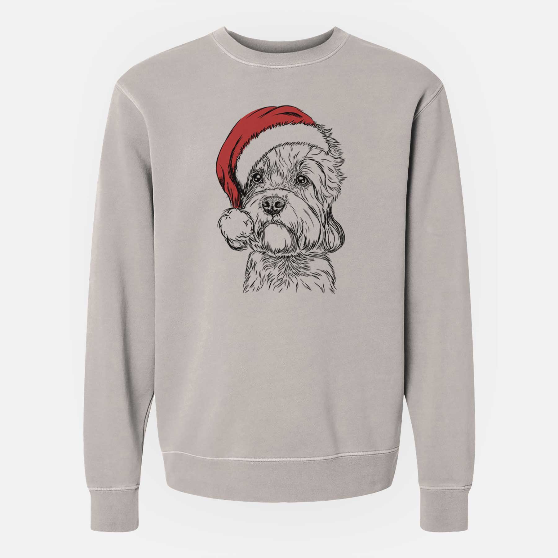 Santa Sir Walter the Dandie Dinmont Terrier - Unisex Pigment Dyed Crew Sweatshirt