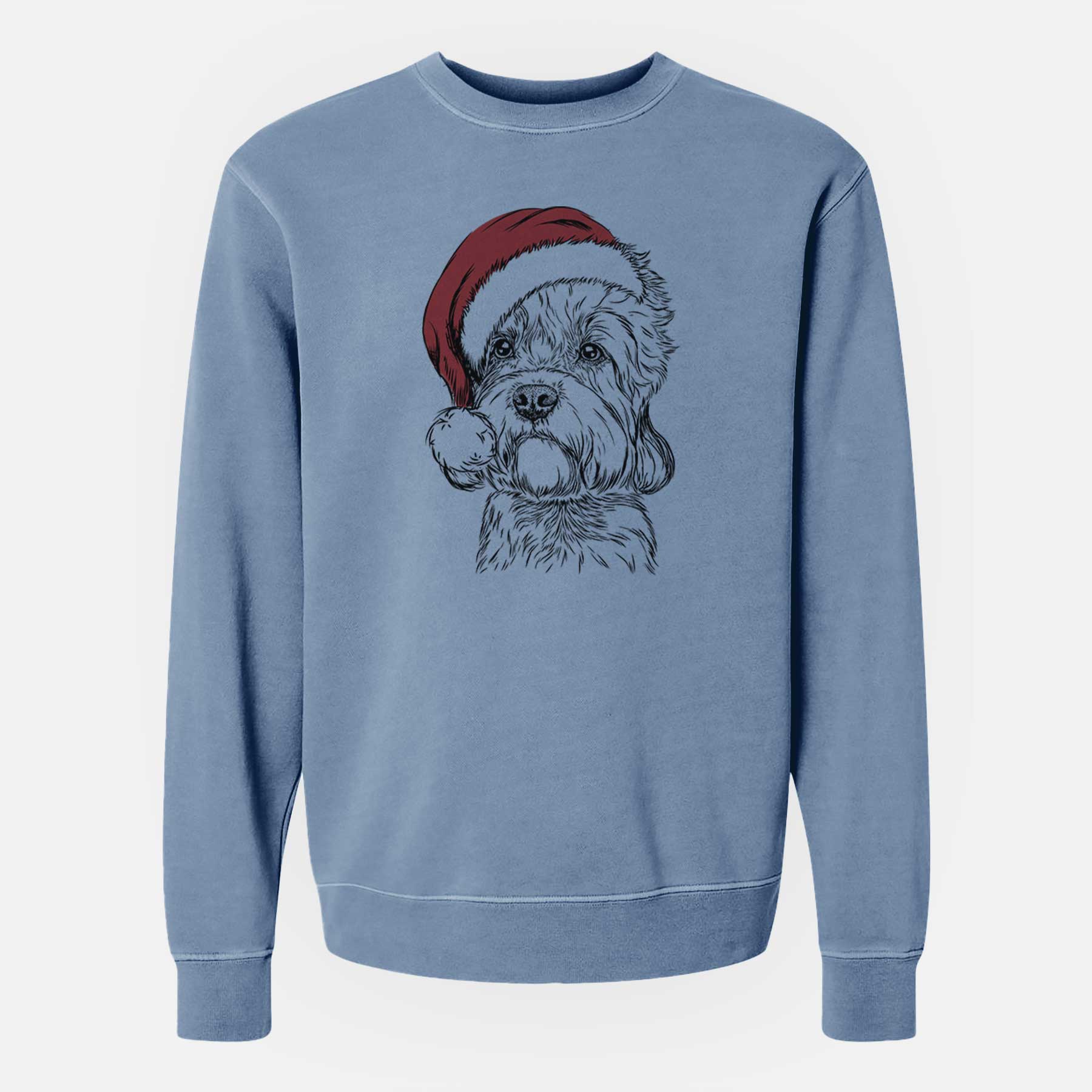 Santa Sir Walter the Dandie Dinmont Terrier - Unisex Pigment Dyed Crew Sweatshirt