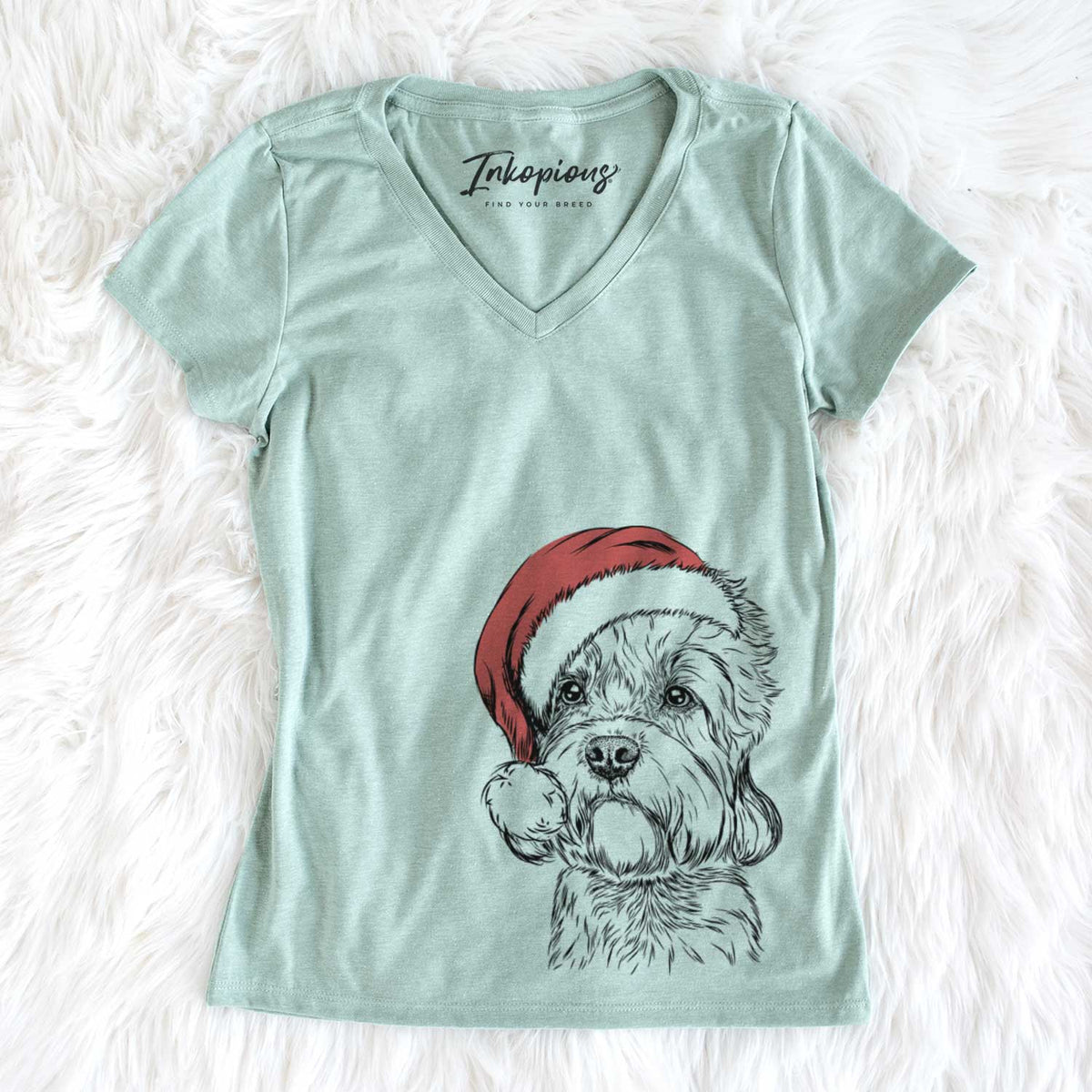 Santa Sir Walter the Dandie Dinmont Terrier - Women&#39;s V-neck Shirt