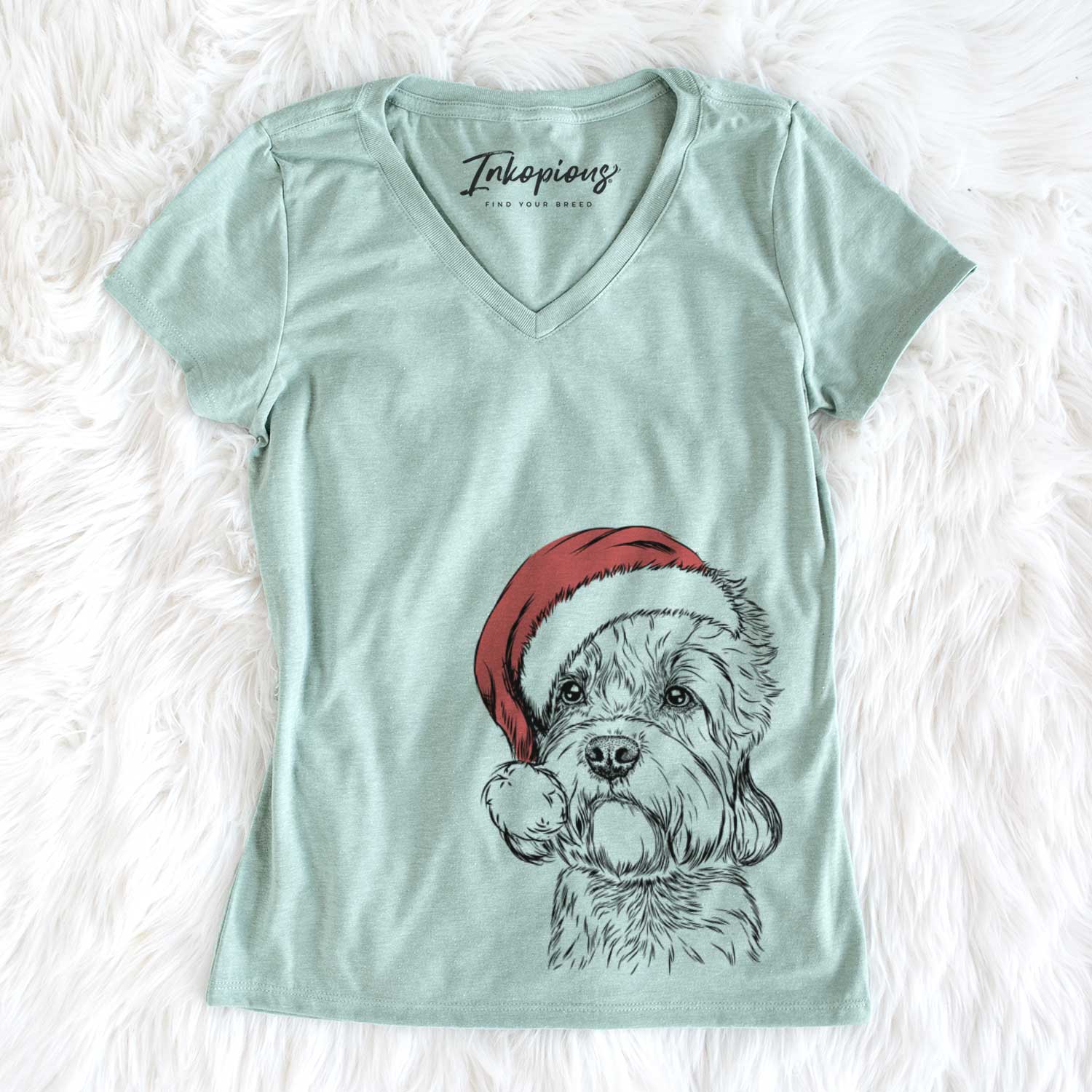 Santa Sir Walter the Dandie Dinmont Terrier - Women's V-neck Shirt