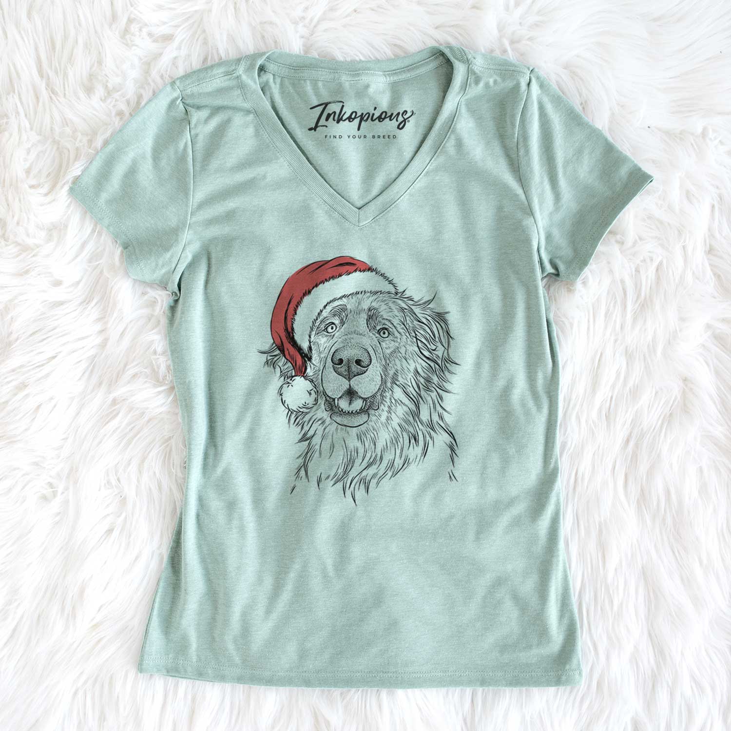 Santa Siri the Leonberger - Women's V-neck Shirt