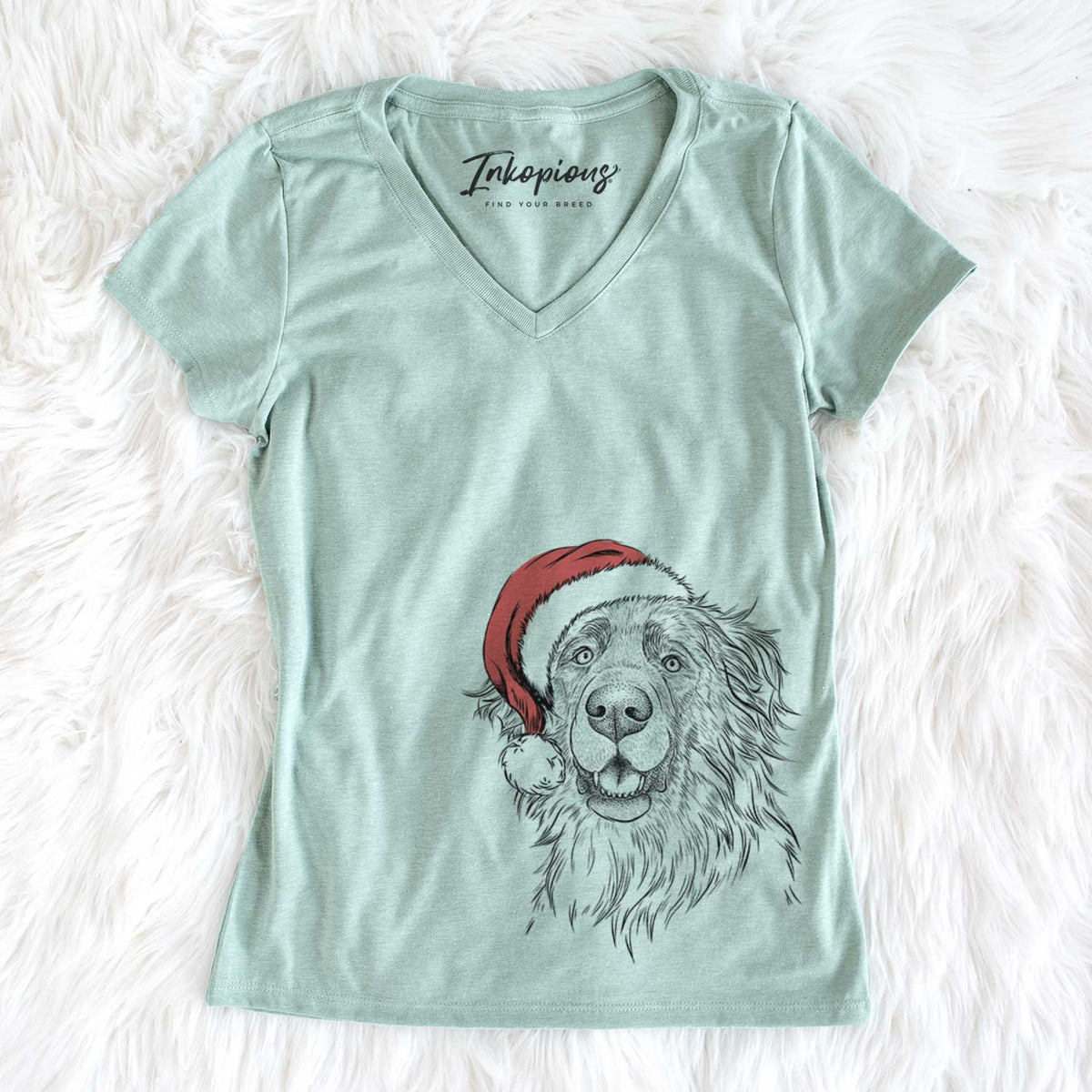 Santa Siri the Leonberger - Women&#39;s V-neck Shirt