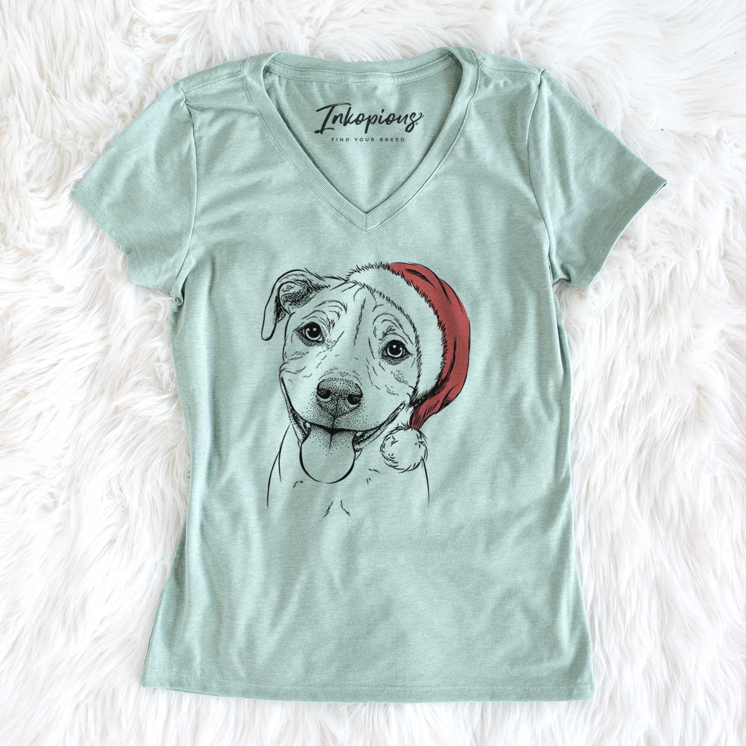 Santa Skye the Pitweiler - Women's V-neck Shirt