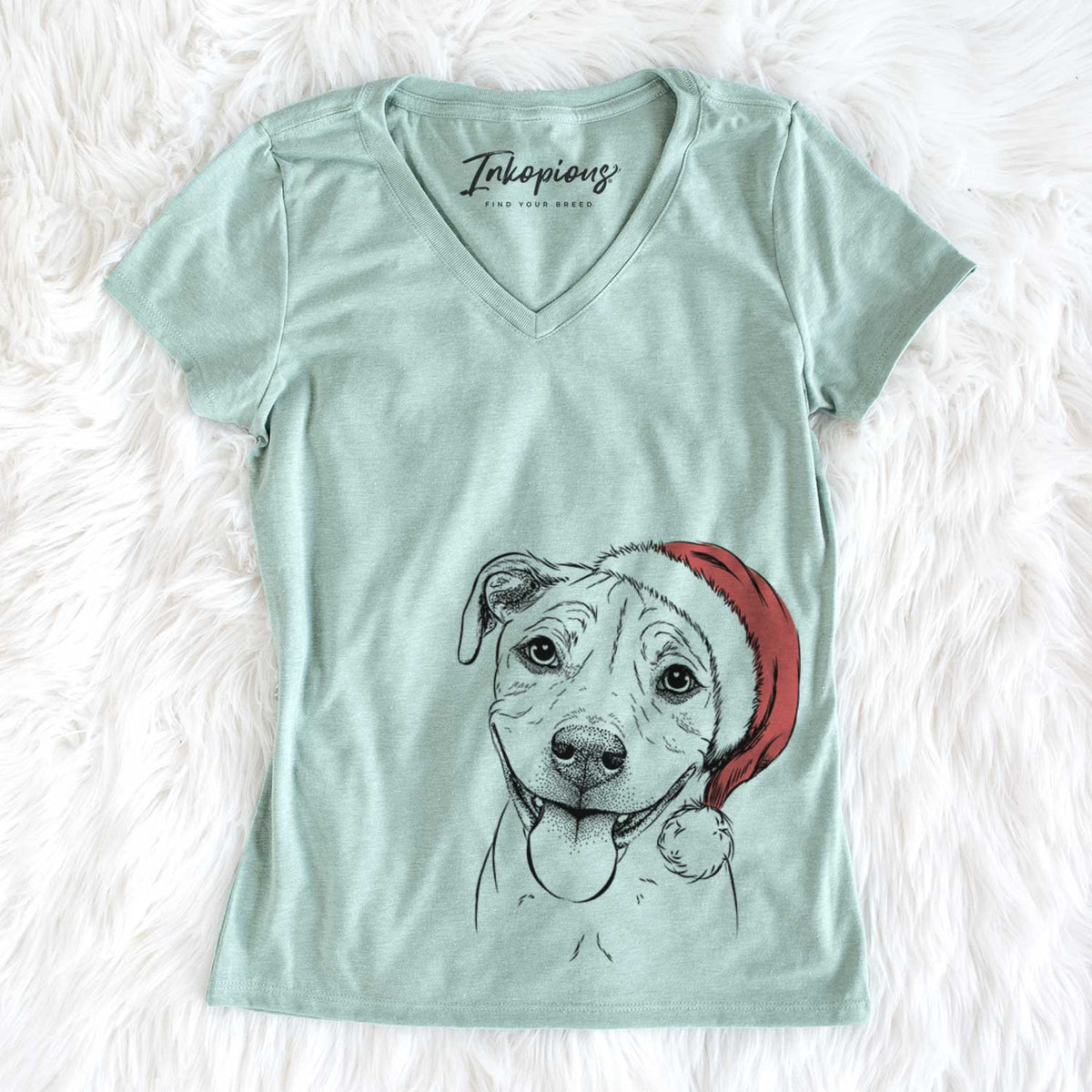 Santa Skye the Pitweiler - Women&#39;s V-neck Shirt