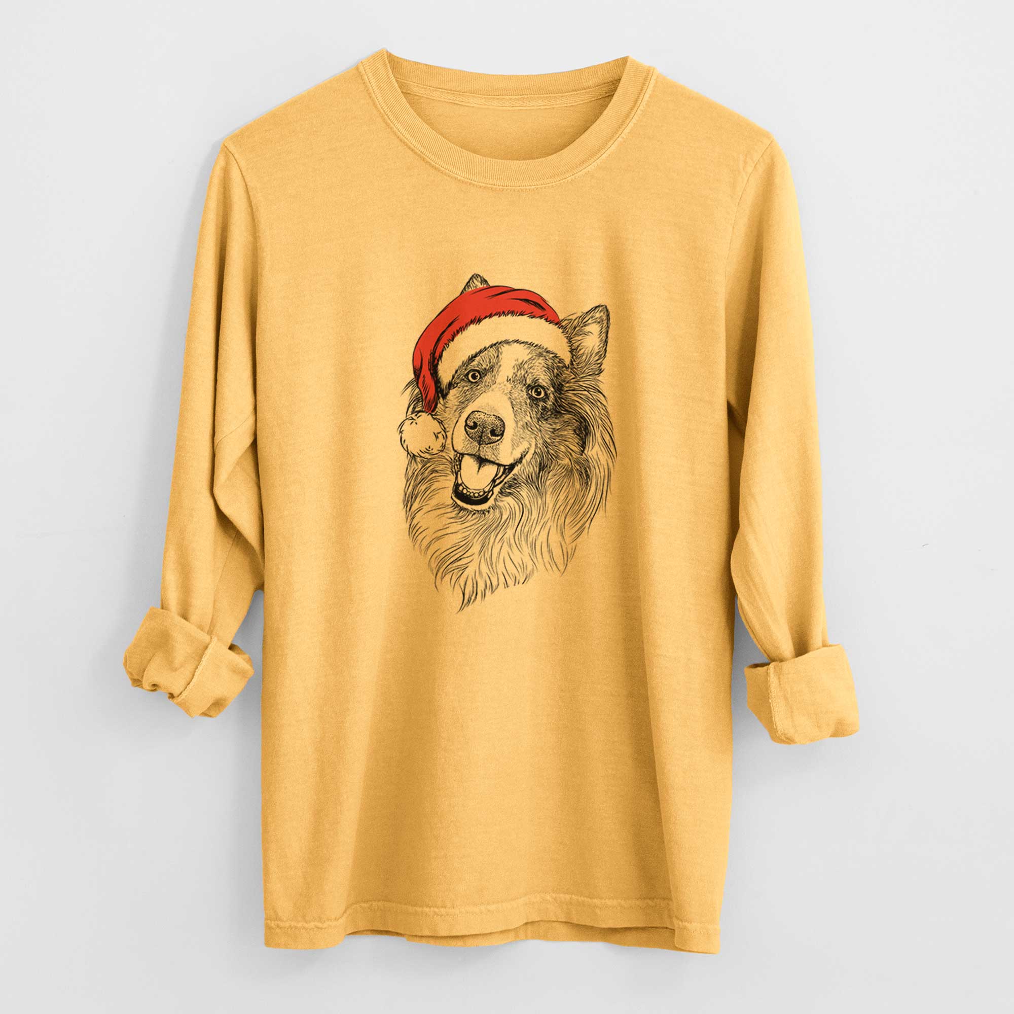 Santa Skylar the Shetland Sheepdog - Heavyweight 100% Cotton Long Sleeve