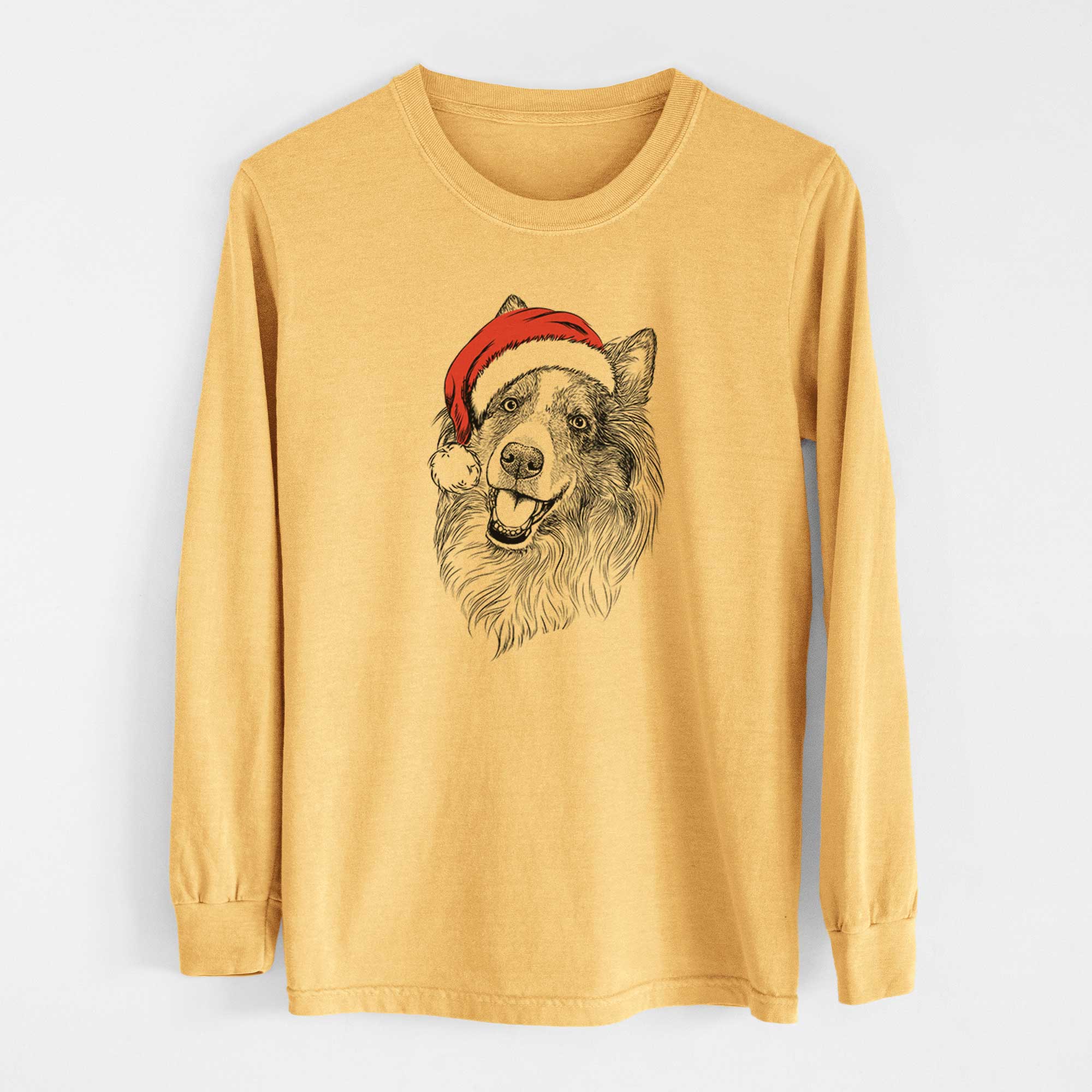 Santa Skylar the Shetland Sheepdog - Heavyweight 100% Cotton Long Sleeve