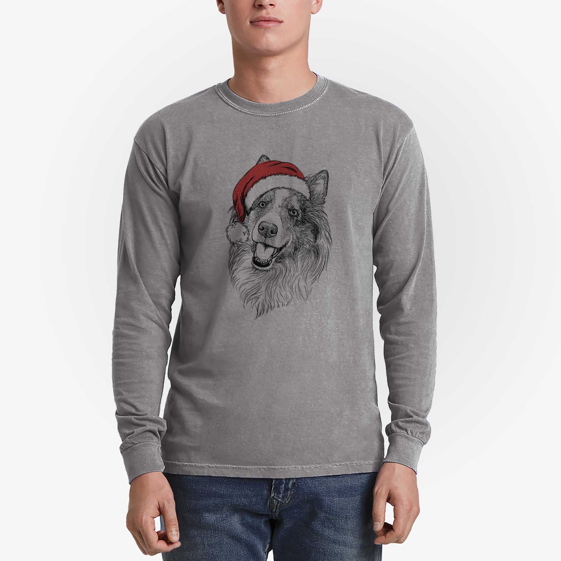 Santa Skylar the Shetland Sheepdog - Heavyweight 100% Cotton Long Sleeve