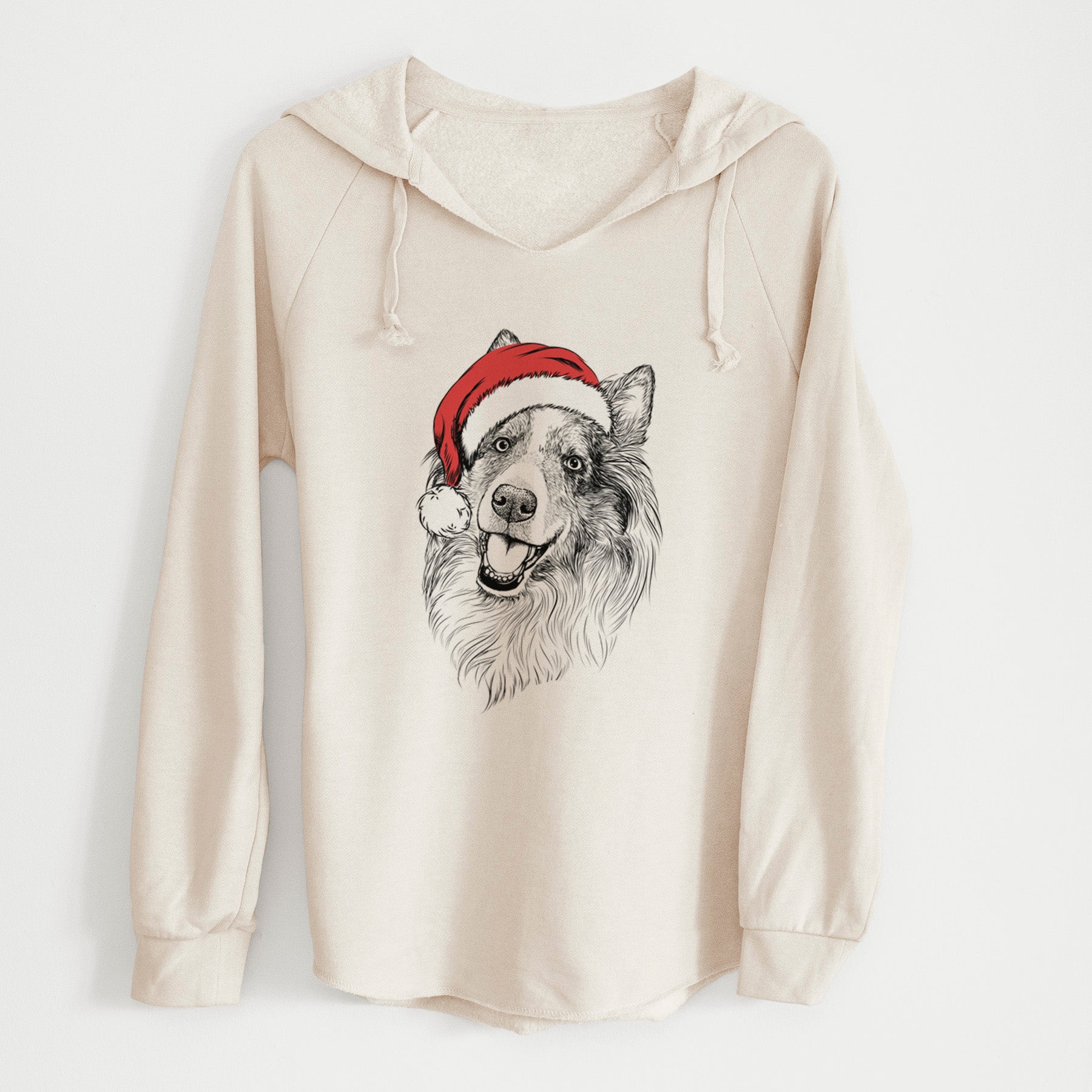 Santa Skylar the Shetland Sheepdog - Cali Wave Hooded Sweatshirt