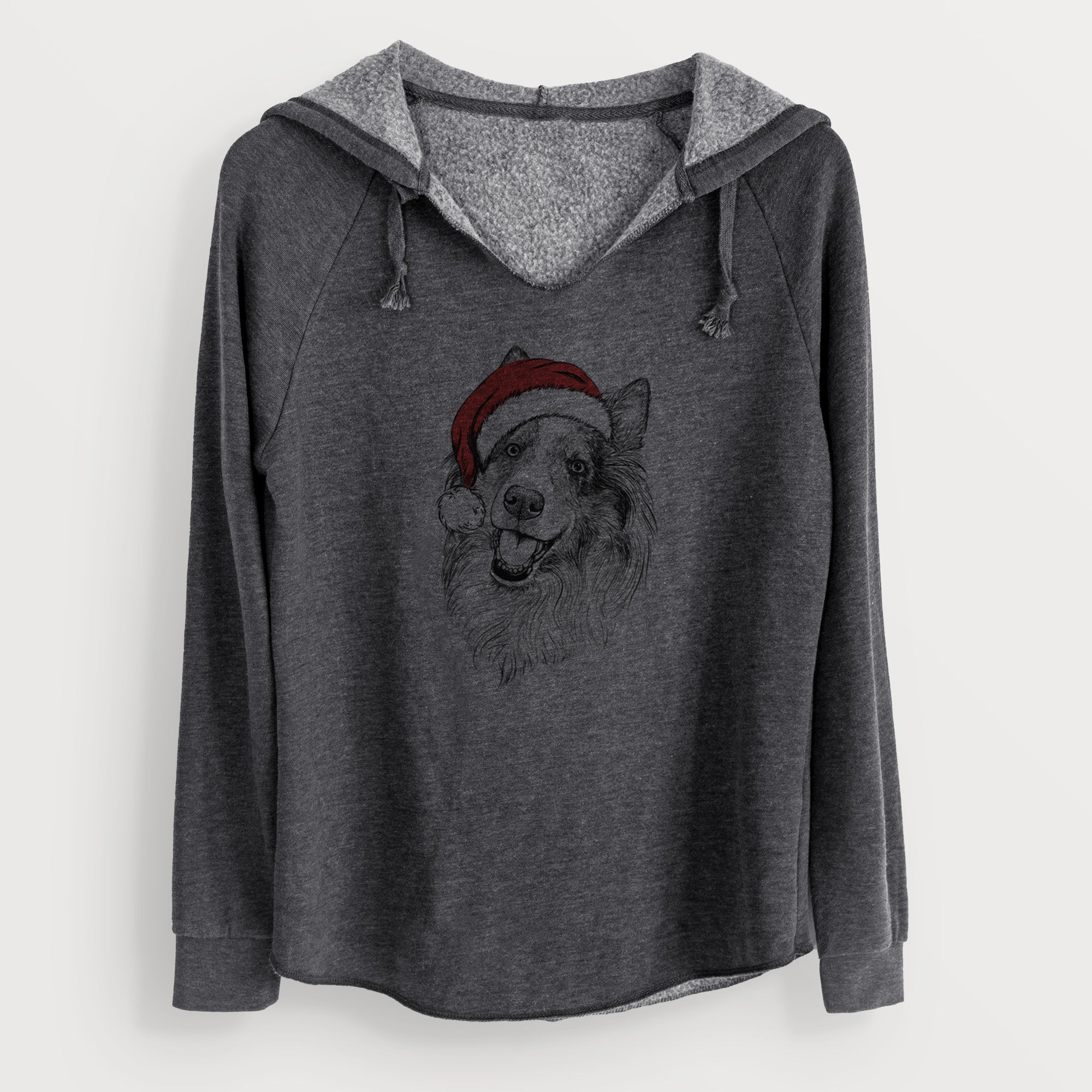 Santa Skylar the Shetland Sheepdog - Cali Wave Hooded Sweatshirt