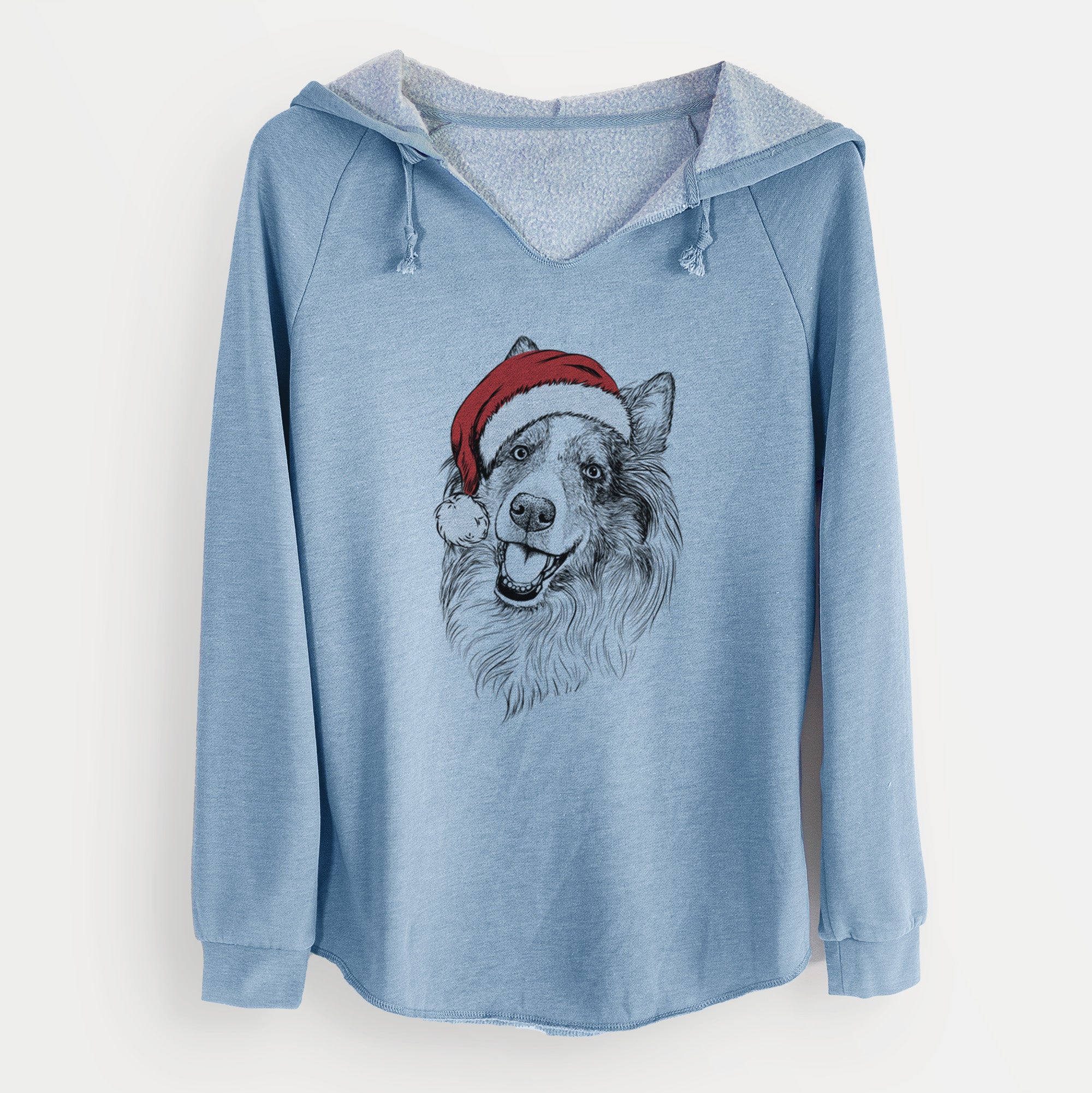 Santa Skylar the Shetland Sheepdog - Cali Wave Hooded Sweatshirt