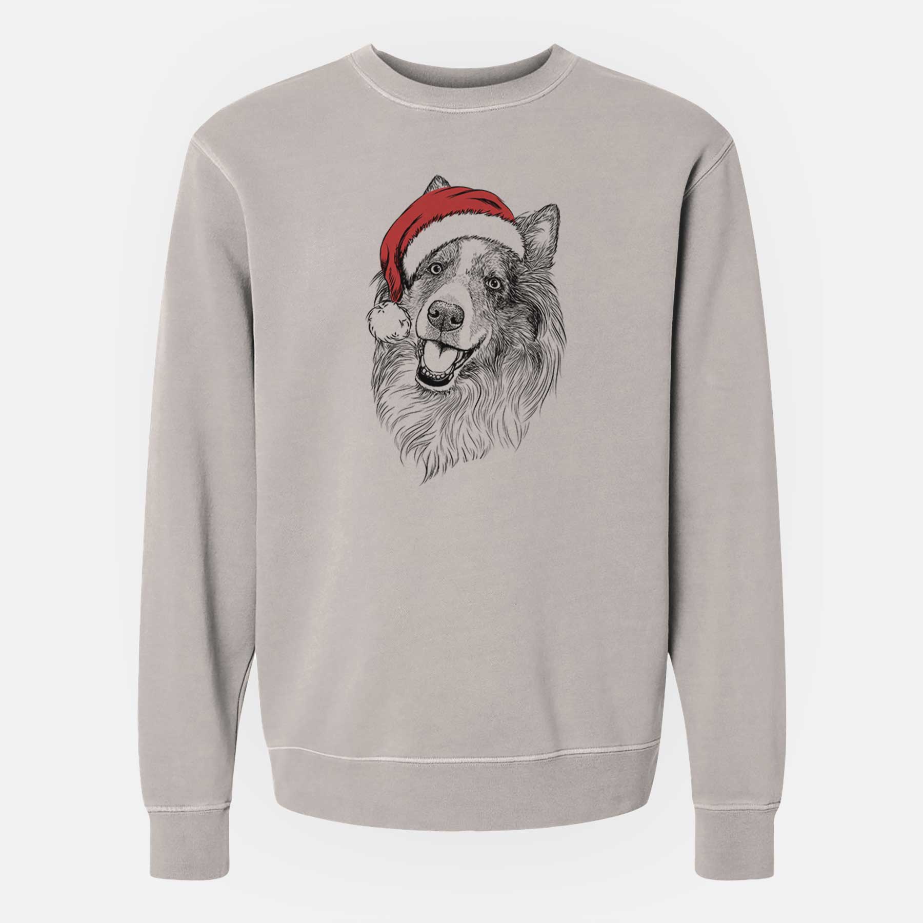 Santa Skylar the Shetland Sheepdog - Unisex Pigment Dyed Crew Sweatshirt