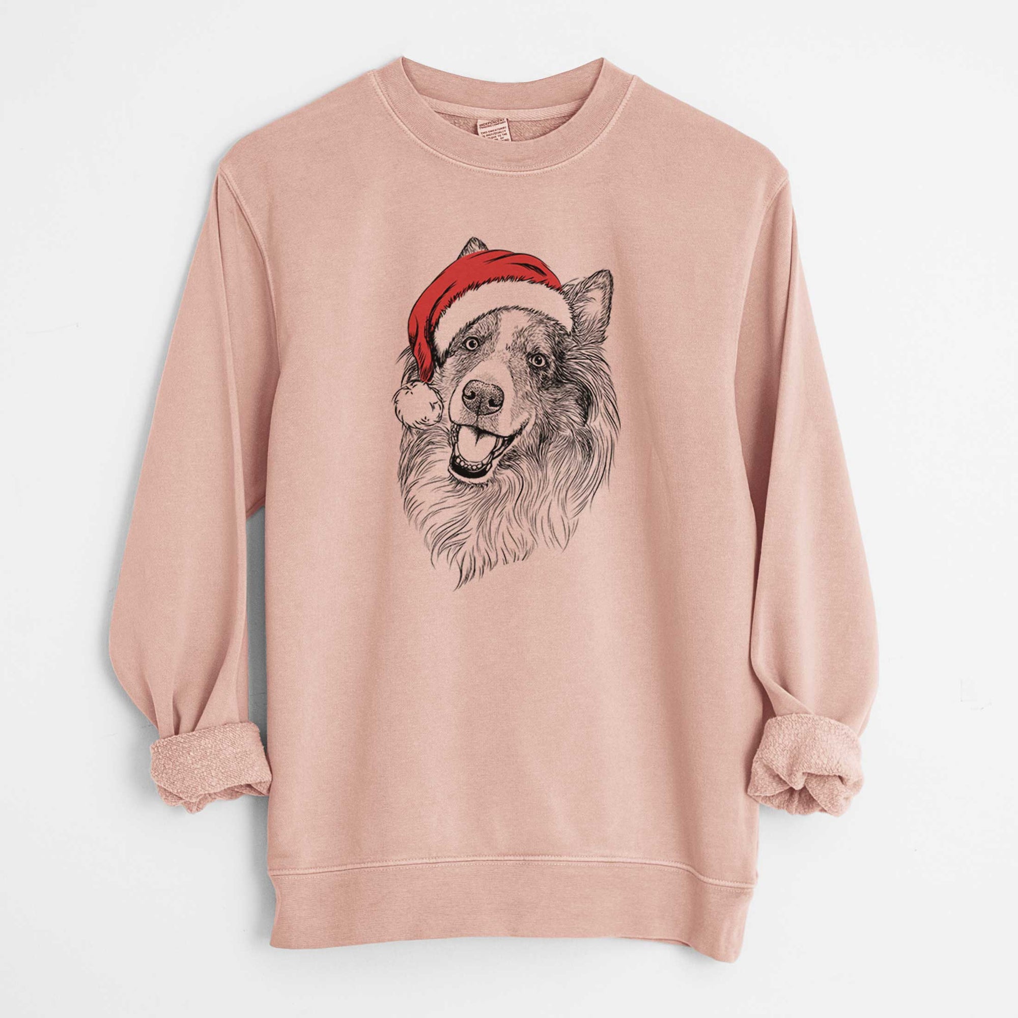 Santa Skylar the Shetland Sheepdog - Unisex Pigment Dyed Crew Sweatshirt