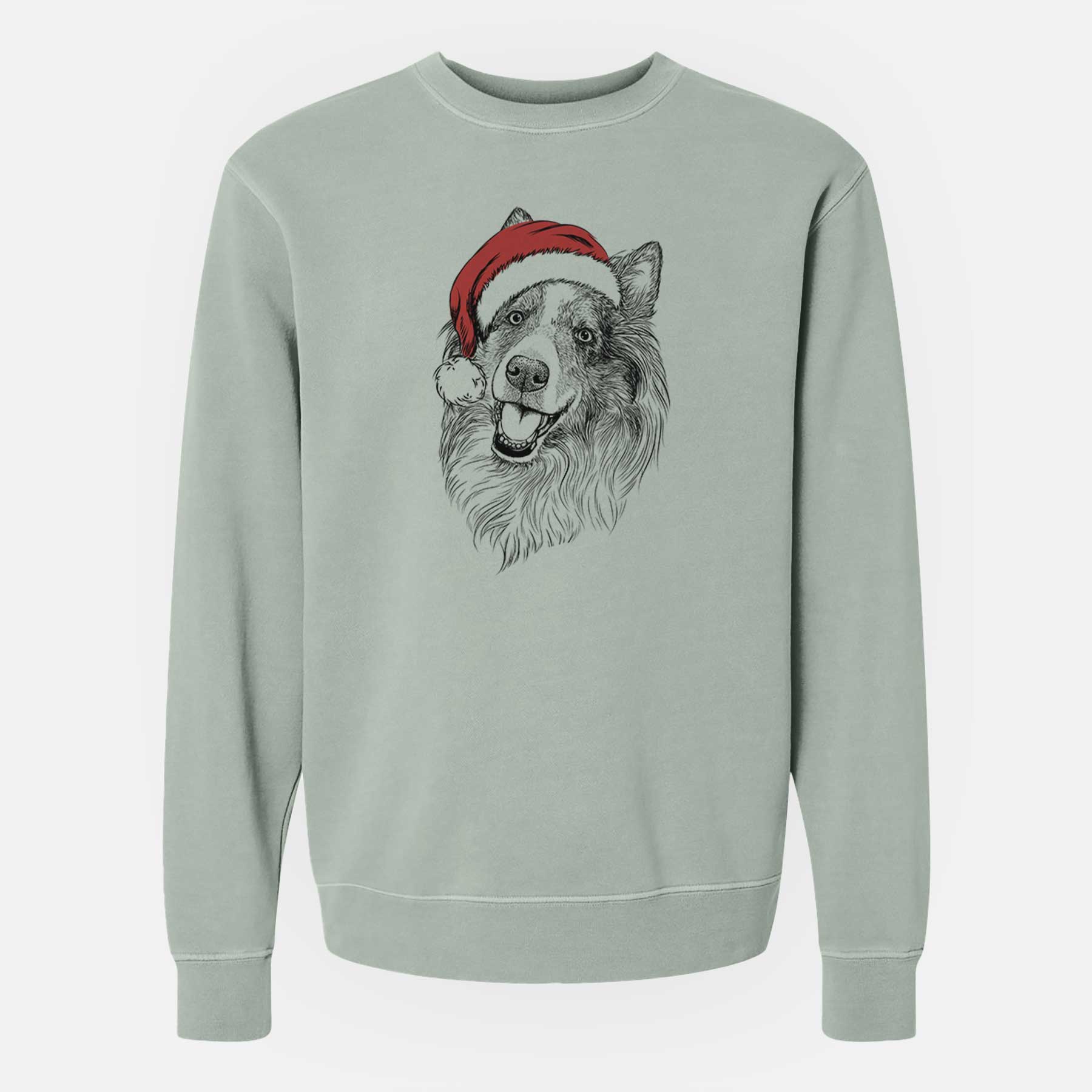 Santa Skylar the Shetland Sheepdog - Unisex Pigment Dyed Crew Sweatshirt