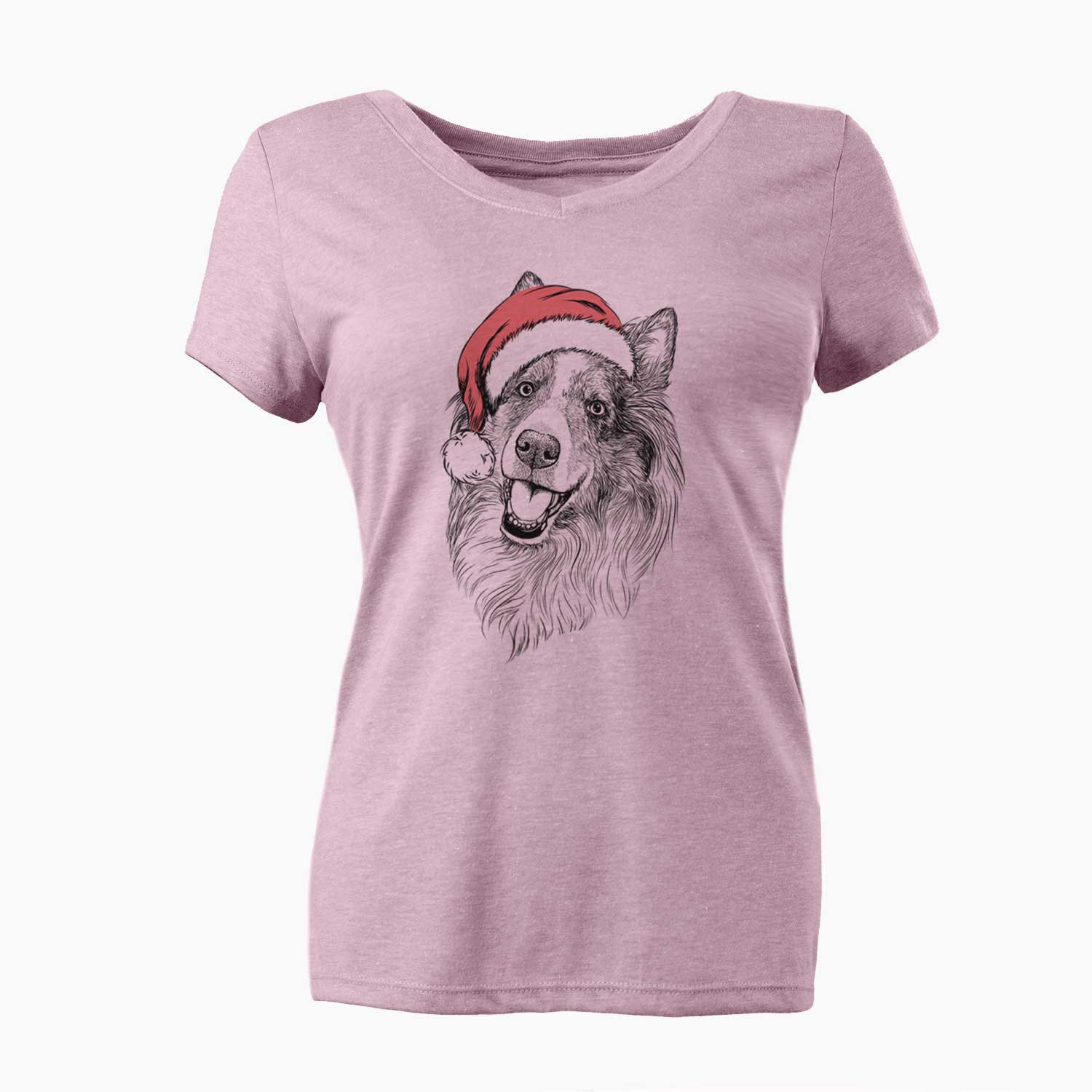 Santa Skylar the Shetland Sheepdog - Women's V-neck Shirt