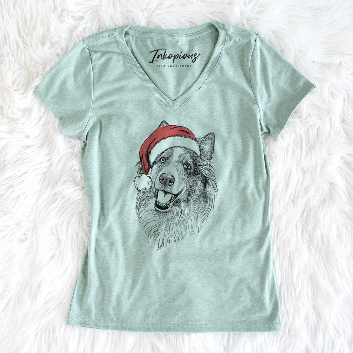 Santa Skylar the Shetland Sheepdog - Women's V-neck Shirt