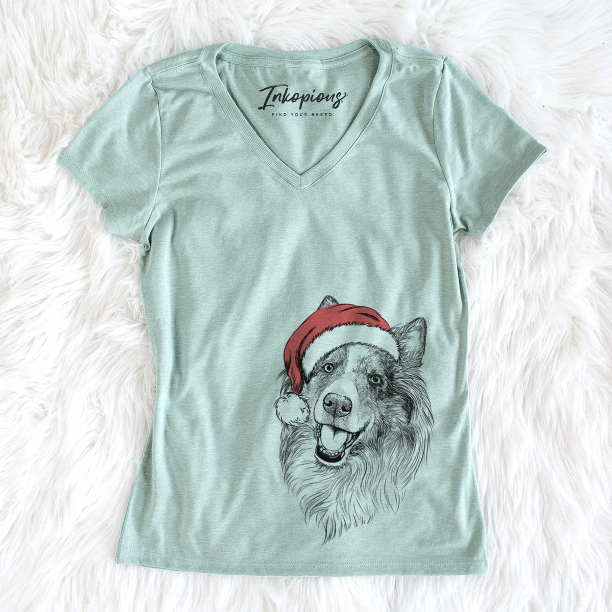 Santa Skylar the Shetland Sheepdog - Women&#39;s V-neck Shirt