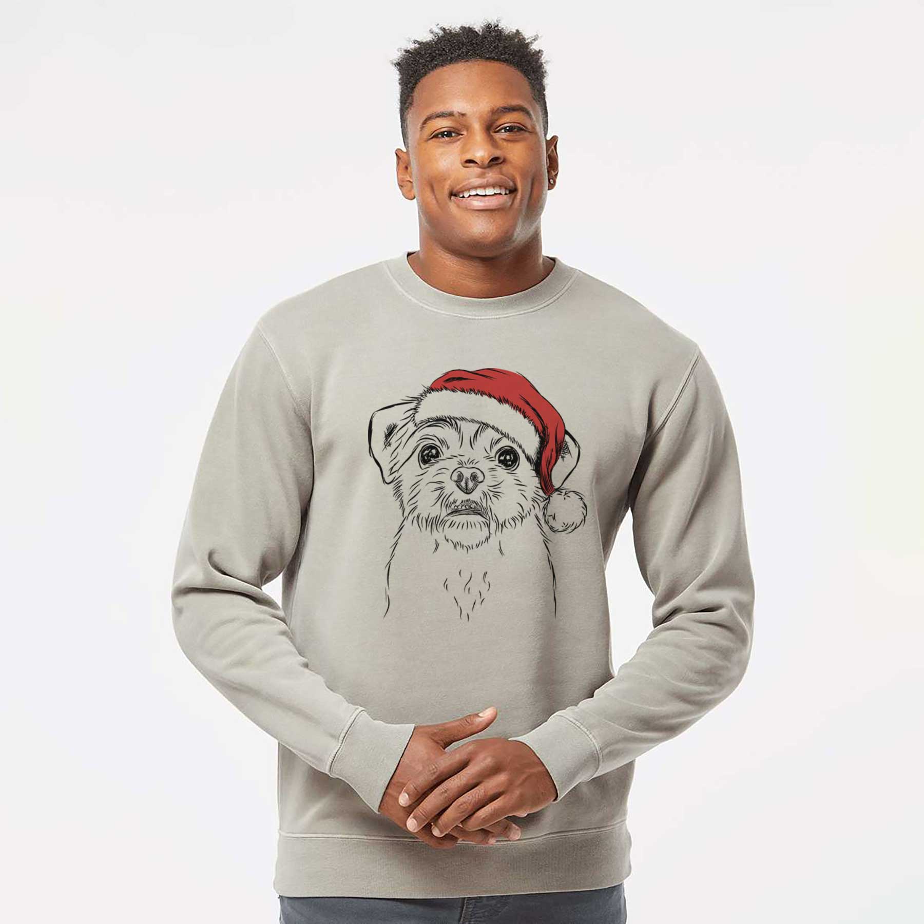 Santa Smash the Shih Tzu - Unisex Pigment Dyed Crew Sweatshirt