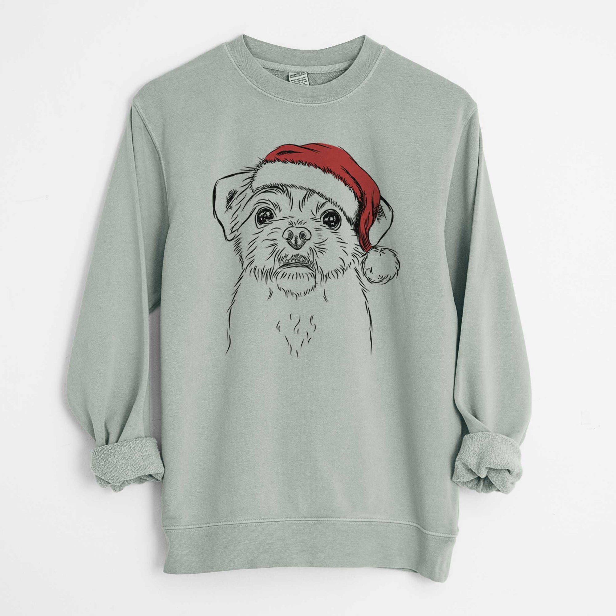 Santa Smash the Shih Tzu - Unisex Pigment Dyed Crew Sweatshirt