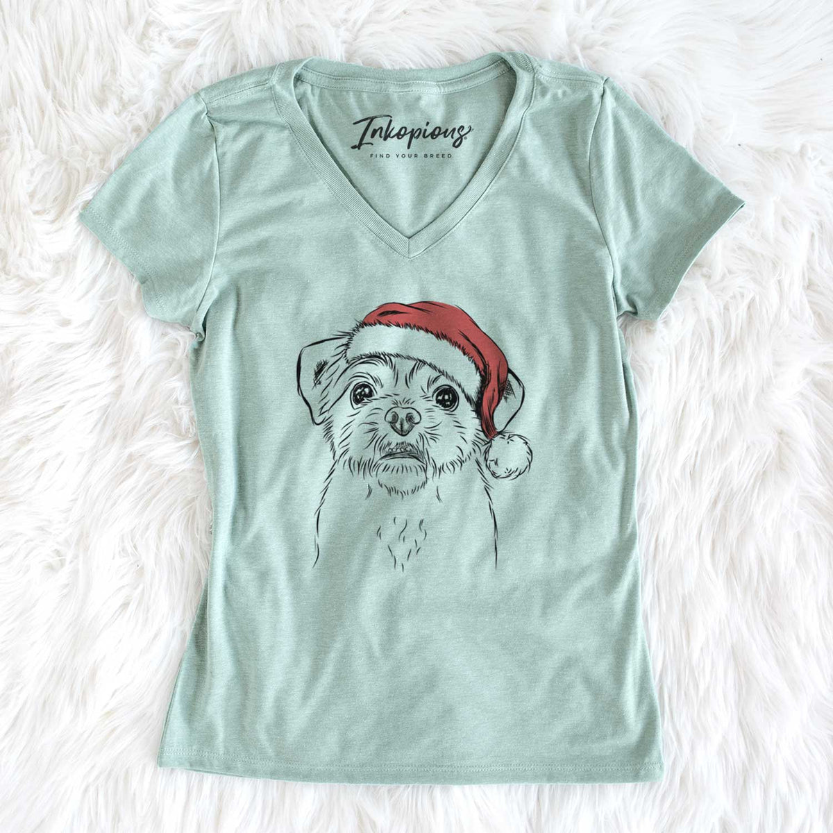 Santa Smash the Shih Tzu - Women's V-neck Shirt