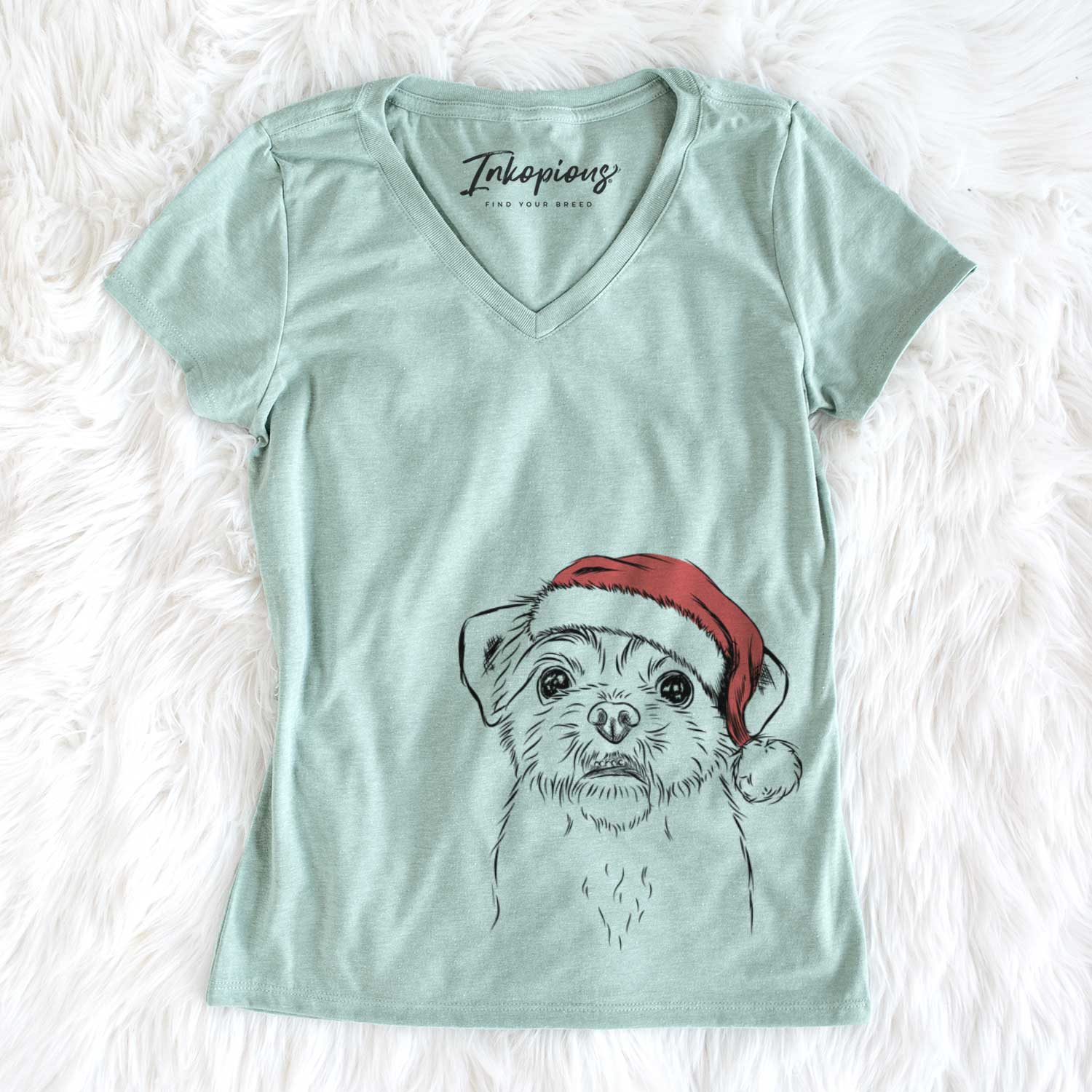 Santa Smash the Shih Tzu - Women's V-neck Shirt