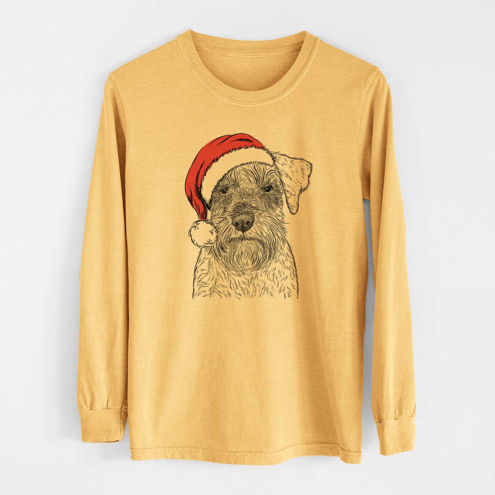 Santa Smokey the Miniature Schnauzer - Heavyweight 100% Cotton Long Sleeve