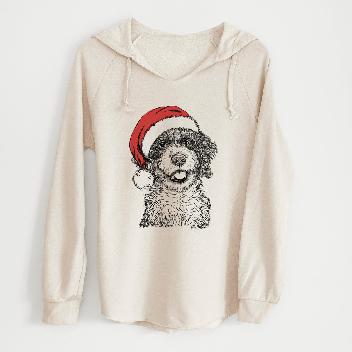 Santa Smoky the Bernedoodle Puppy - Cali Wave Hooded Sweatshirt