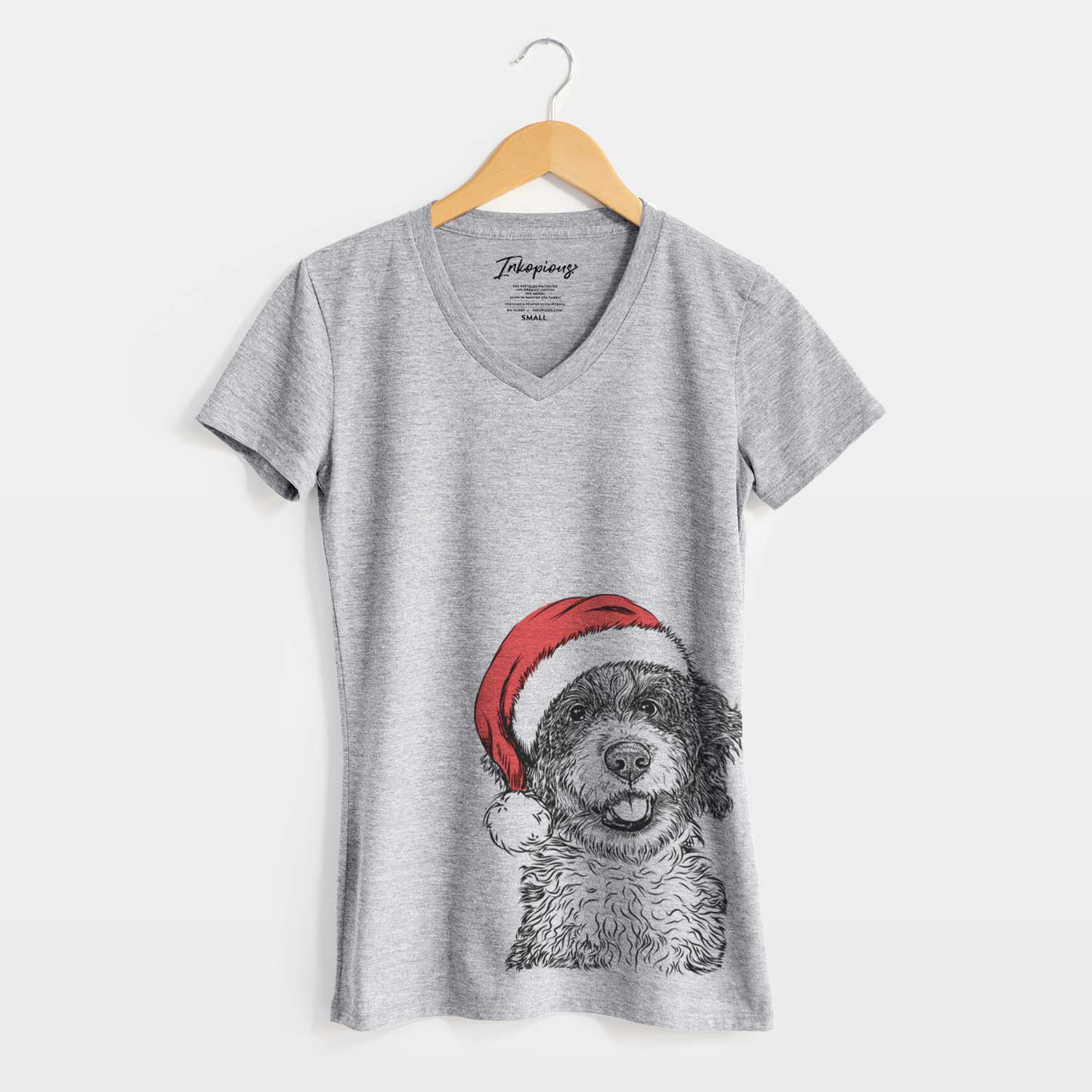 Santa Smoky the Bernedoodle Puppy - Women's V-neck Shirt