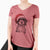 Santa Smoky the Bernedoodle Puppy - Women's V-neck Shirt