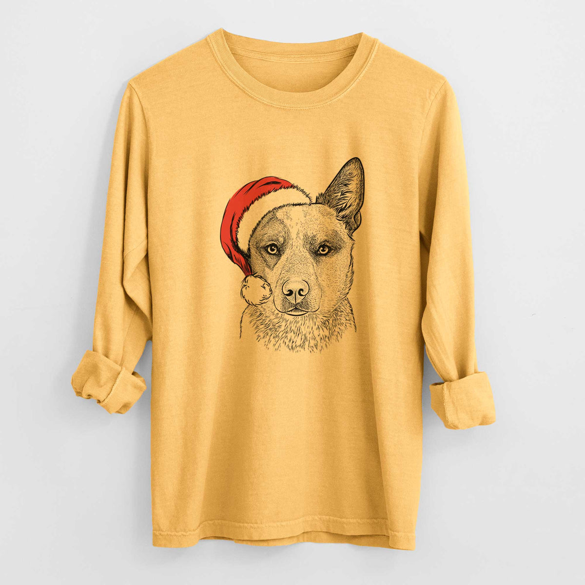 Santa Snap the Australian Cattle Dog - Heavyweight 100% Cotton Long Sleeve