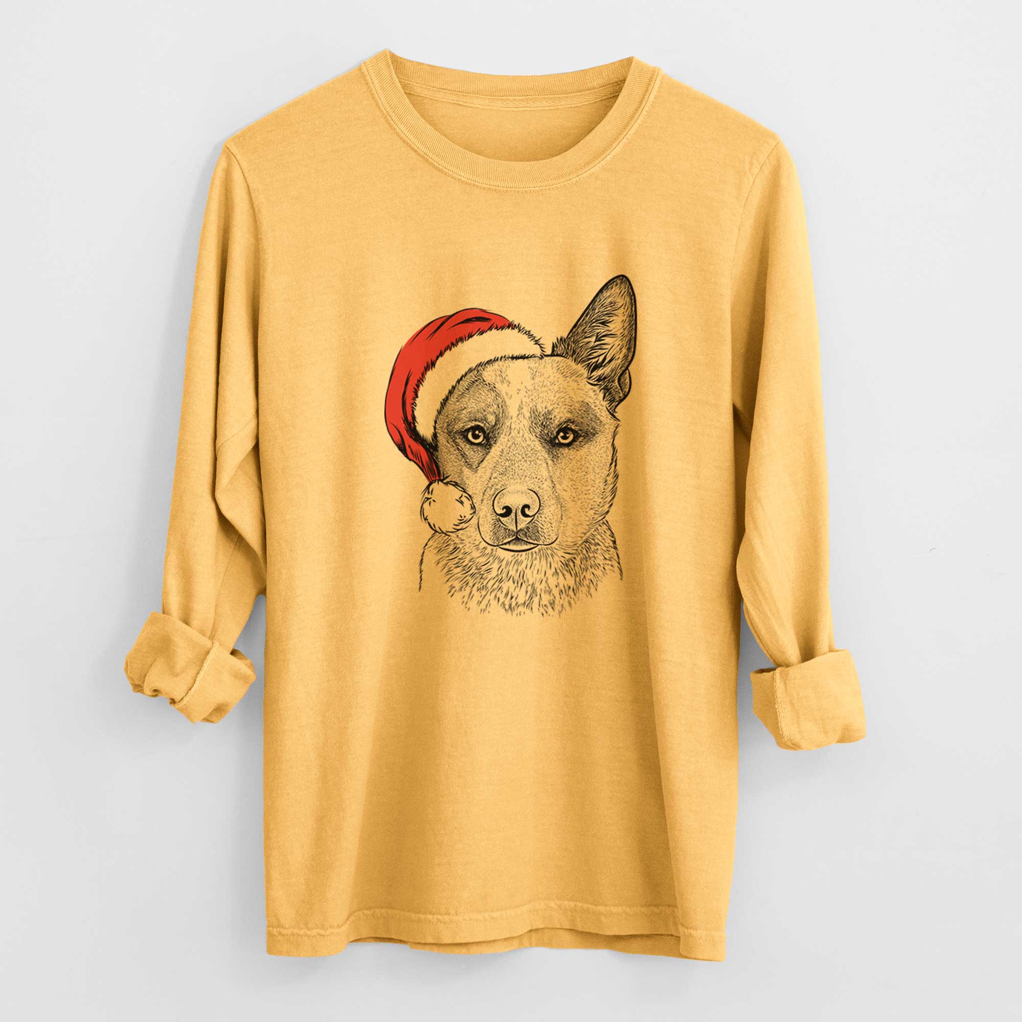 Santa Snap the Australian Cattle Dog - Heavyweight 100% Cotton Long Sleeve
