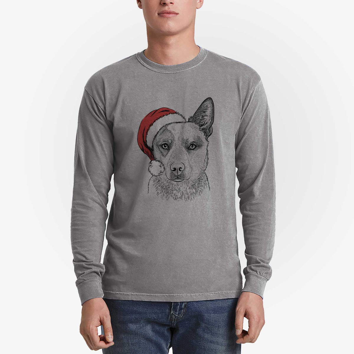 Santa Snap the Australian Cattle Dog - Heavyweight 100% Cotton Long Sleeve