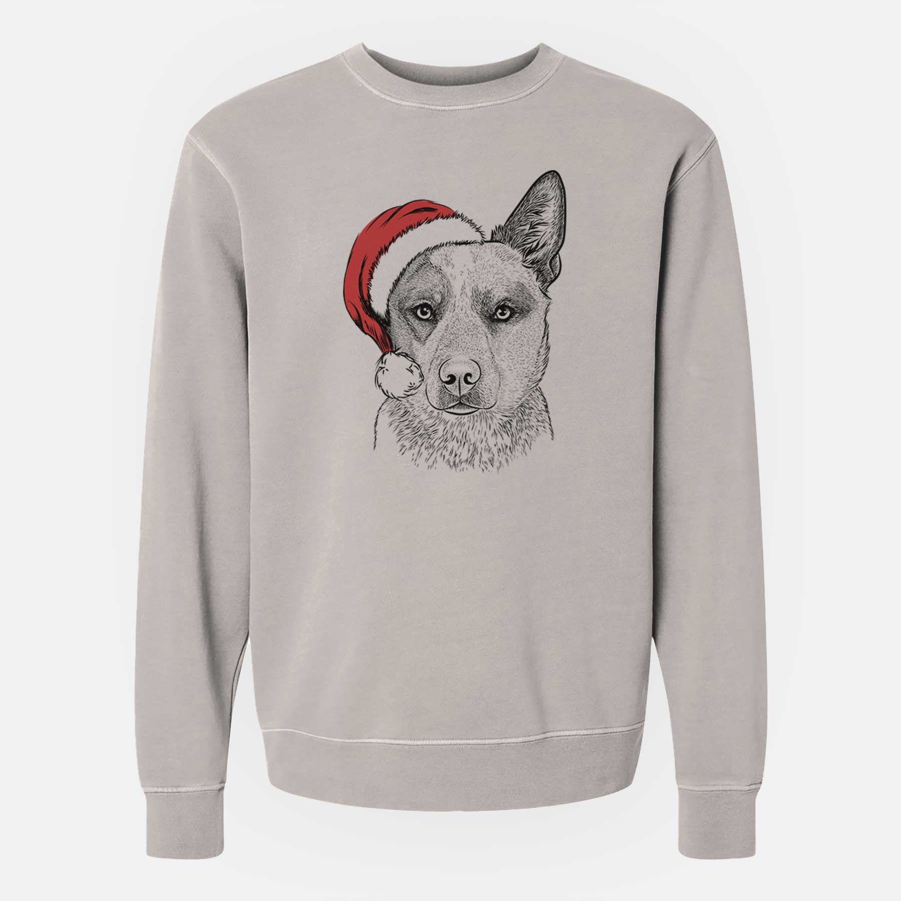 Santa Snap the Australian Cattle Dog - Unisex Pigment Dyed Crew Sweatshirt