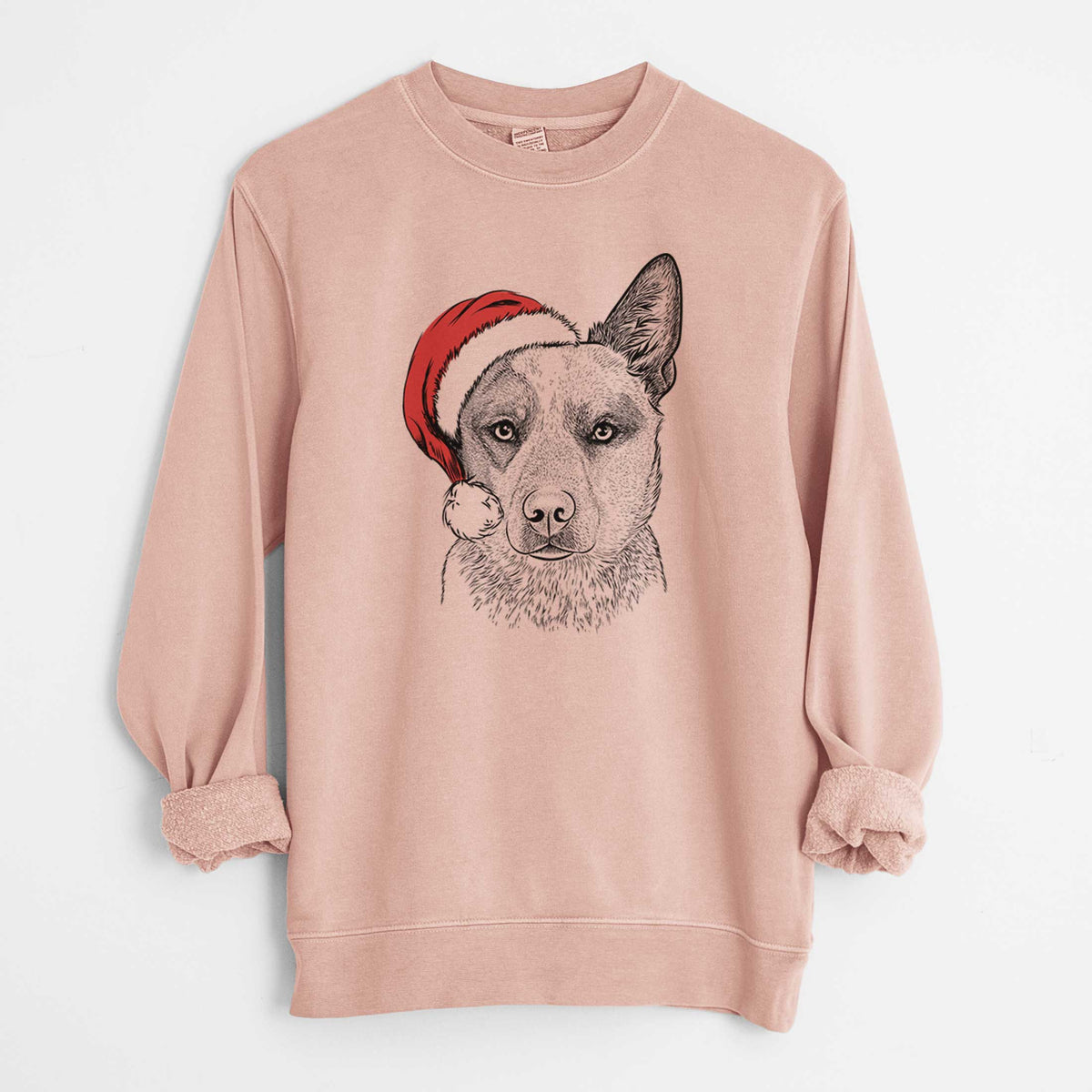 Santa Snap the Australian Cattle Dog - Unisex Pigment Dyed Crew Sweatshirt