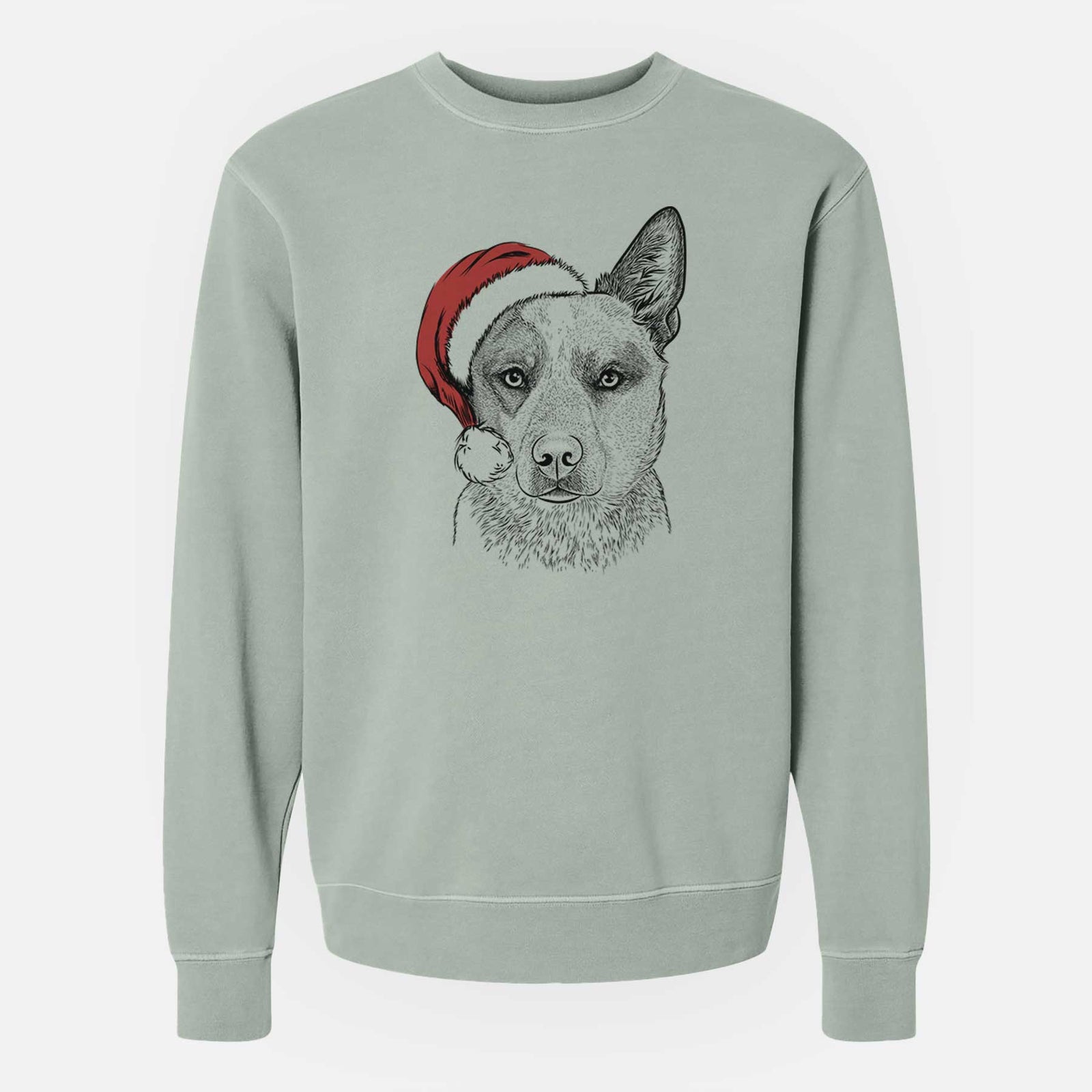 Santa Snap the Australian Cattle Dog - Unisex Pigment Dyed Crew Sweatshirt