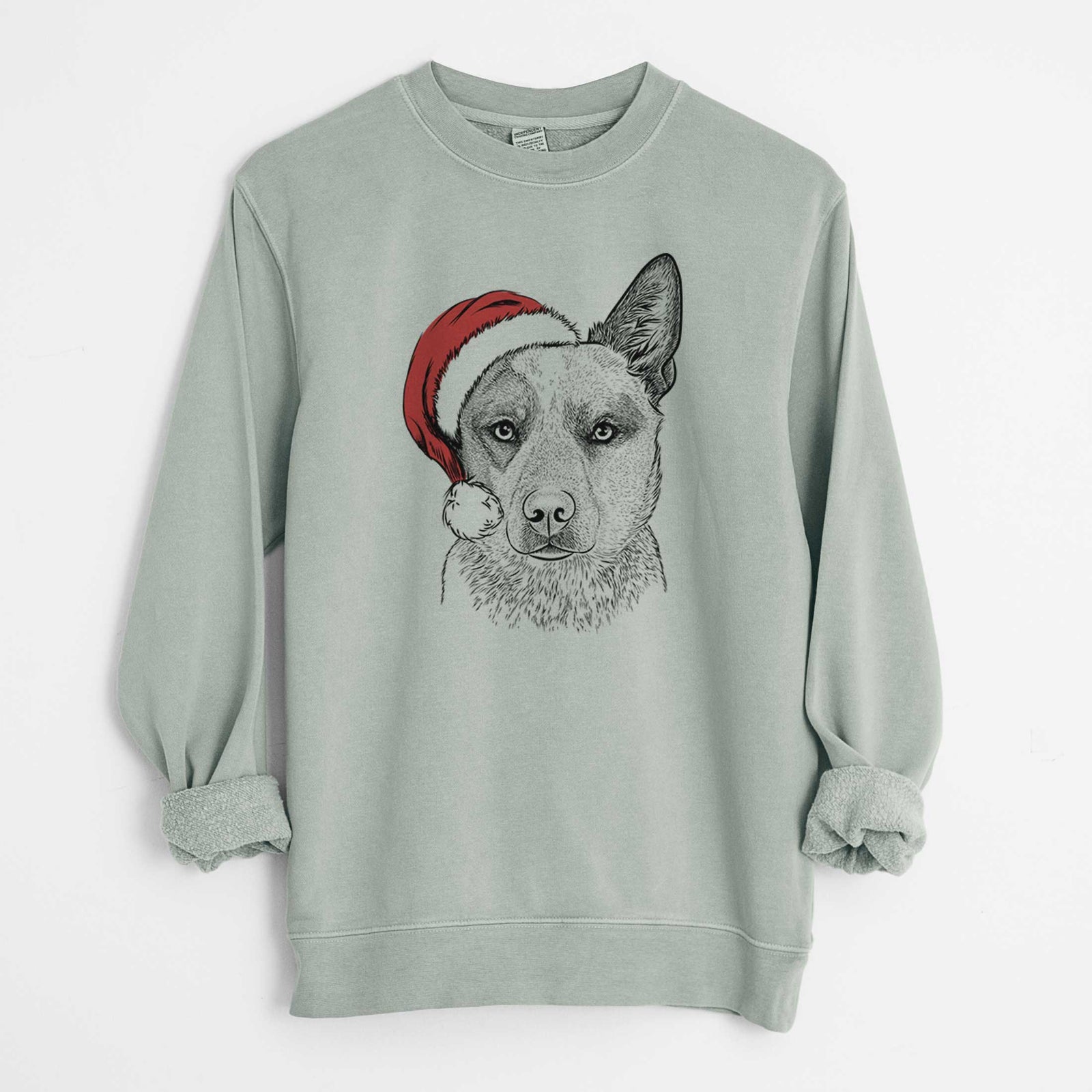 Santa Snap the Australian Cattle Dog - Unisex Pigment Dyed Crew Sweatshirt