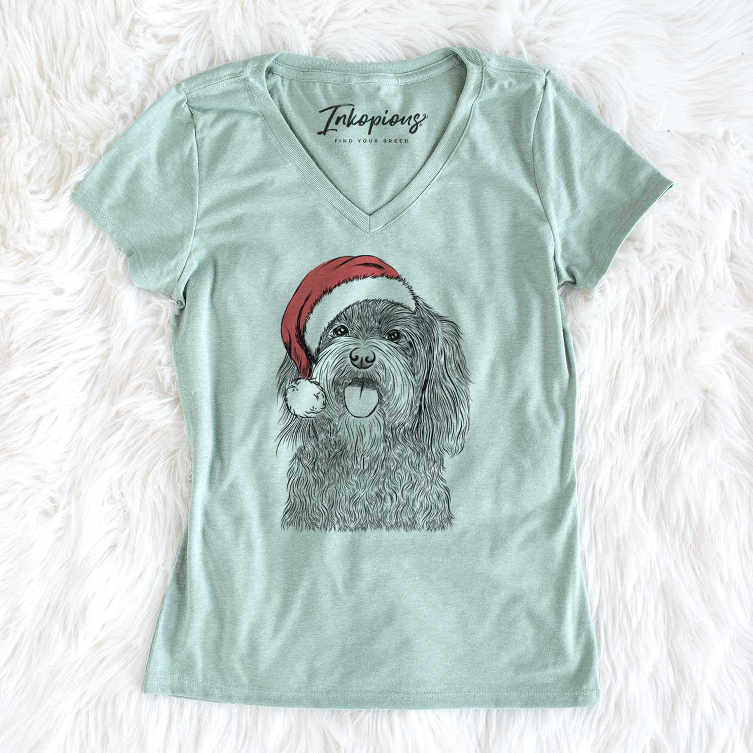 Santa Sophie the Havanese - Women's V-neck Shirt