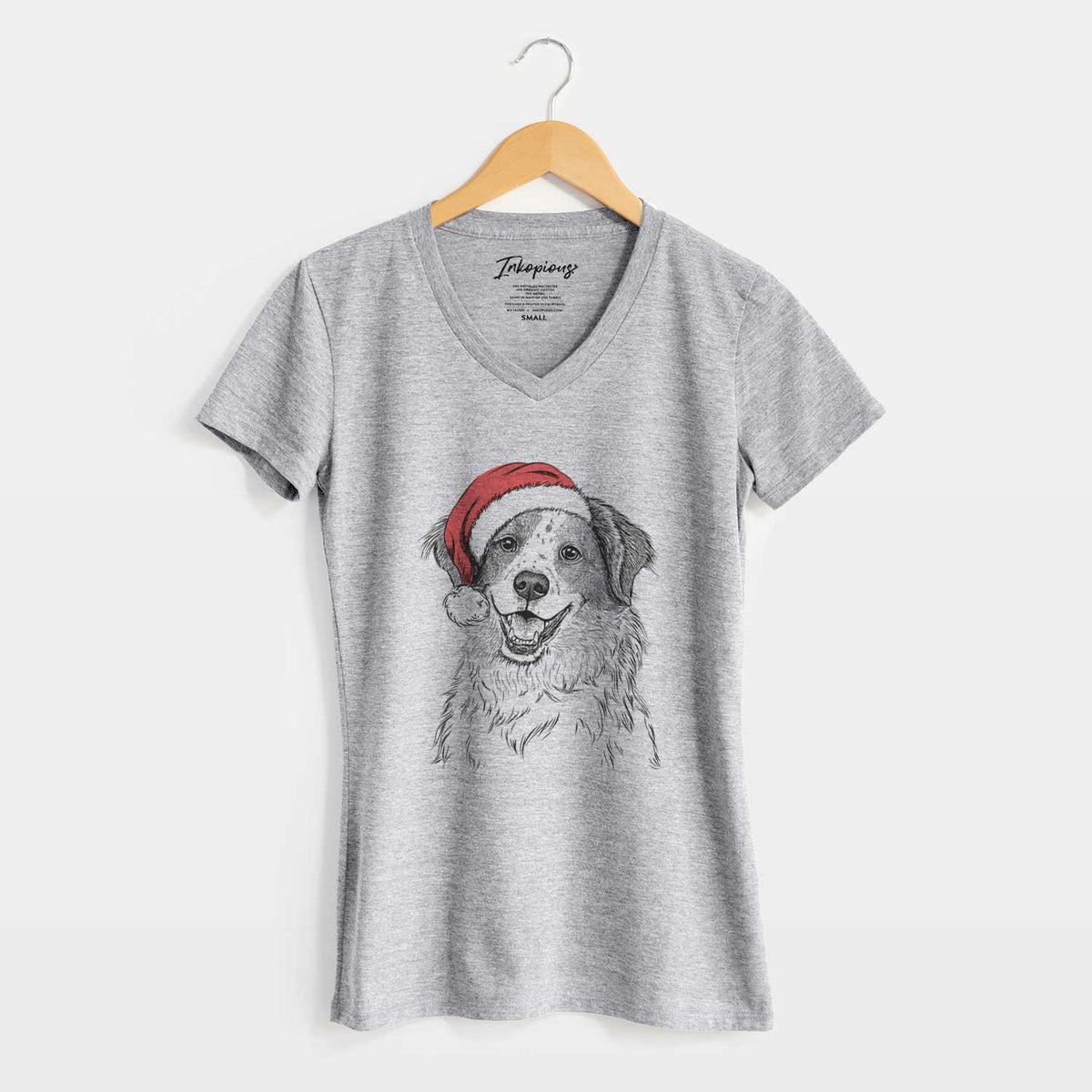 Santa Sophie the Brittany Beagle Mix - Women's V-neck Shirt