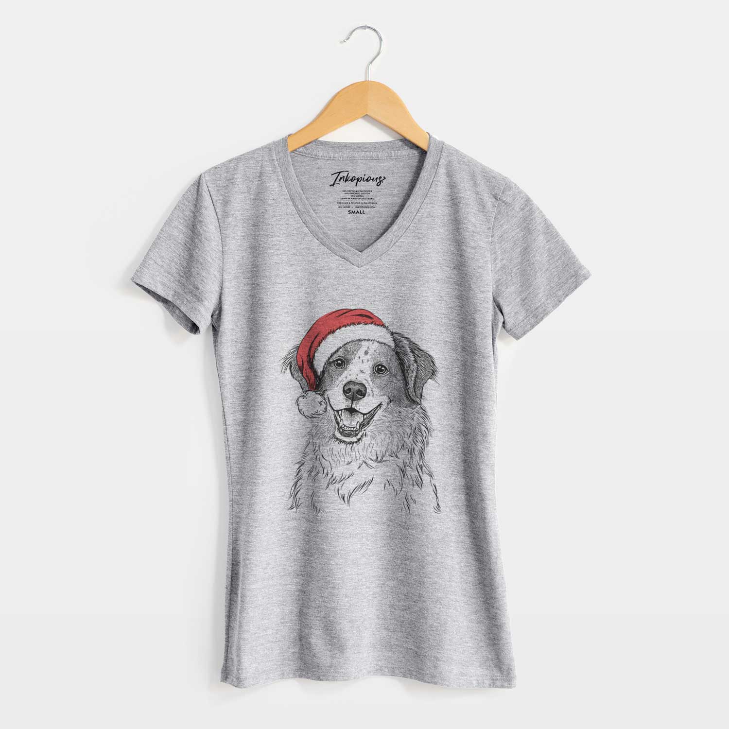 Santa Sophie the Brittany Beagle Mix - Women's V-neck Shirt
