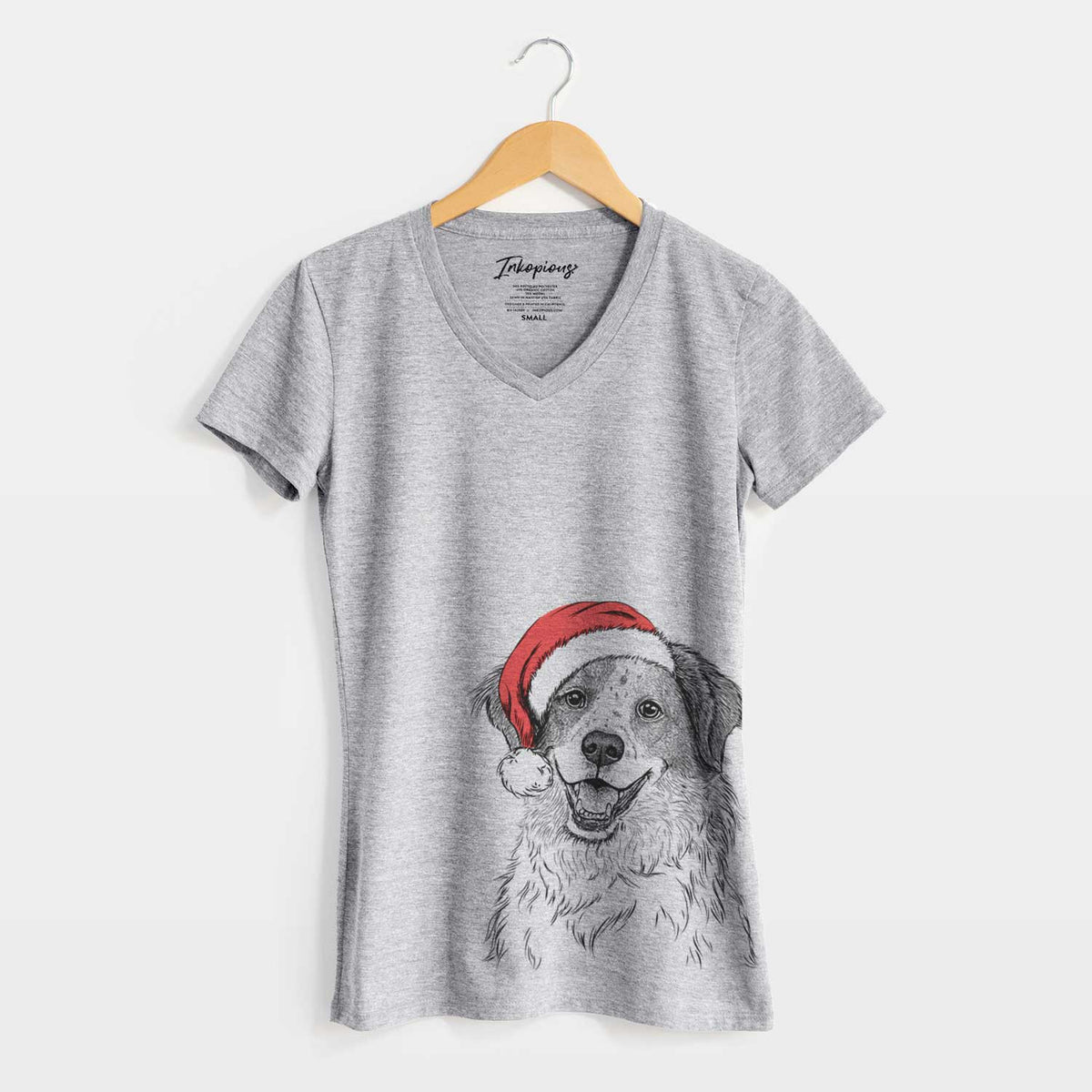 Santa Sophie the Brittany Beagle Mix - Women's V-neck Shirt