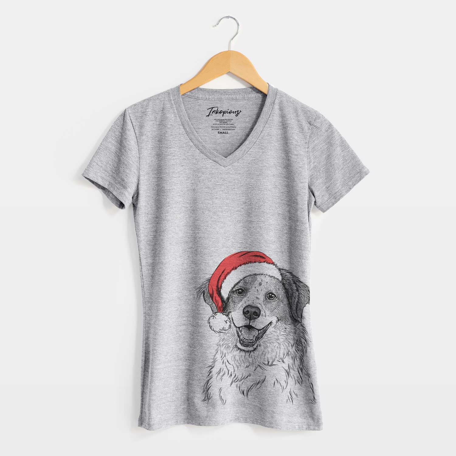 Santa Sophie the Brittany Beagle Mix - Women's V-neck Shirt