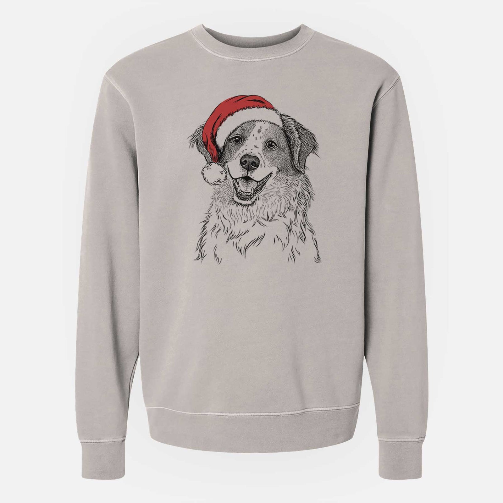 Santa Sophie the Brittany Beagle Mix - Unisex Pigment Dyed Crew Sweatshirt